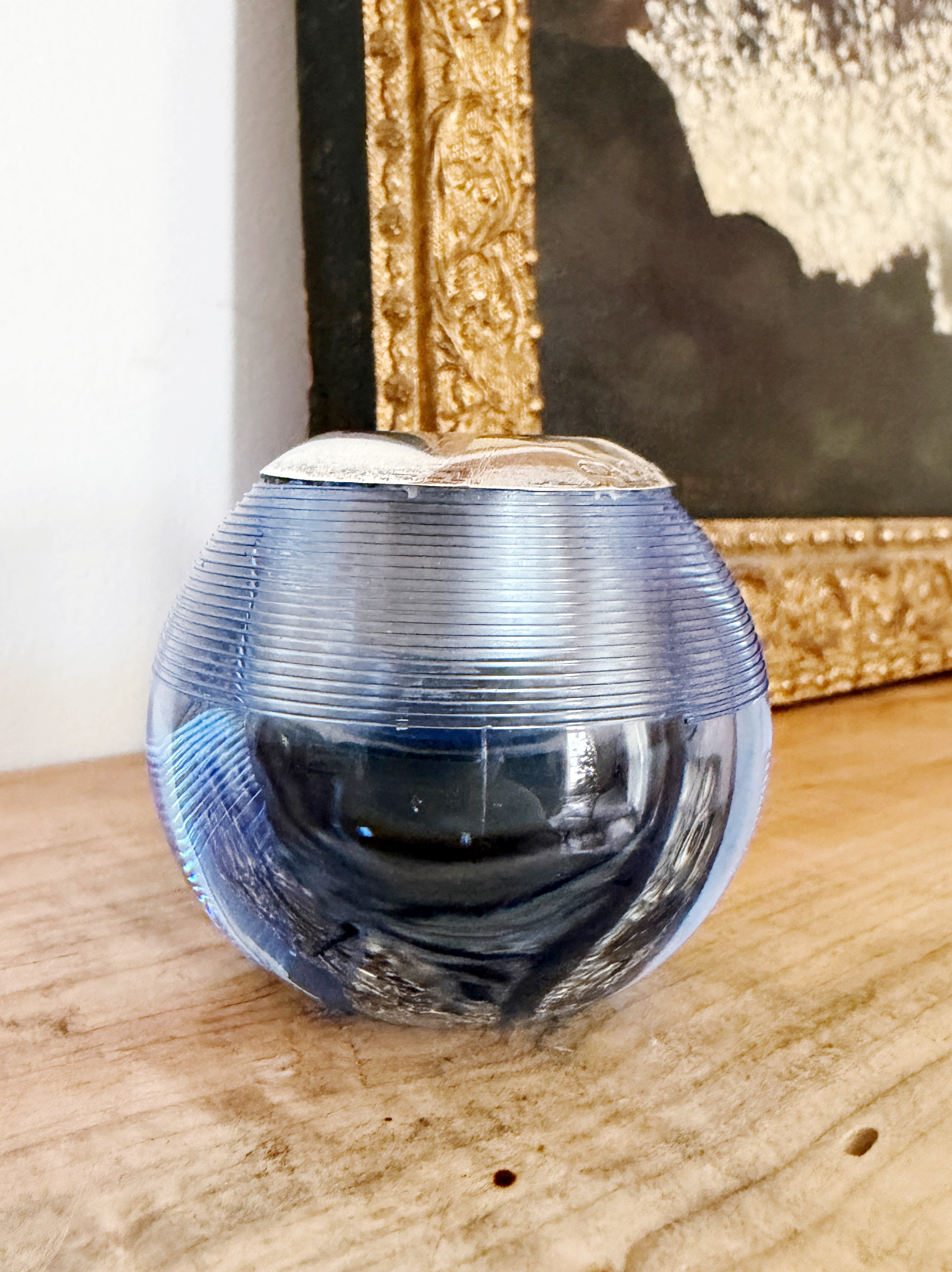 1897 English Blue Glass and Sterling Match Striker