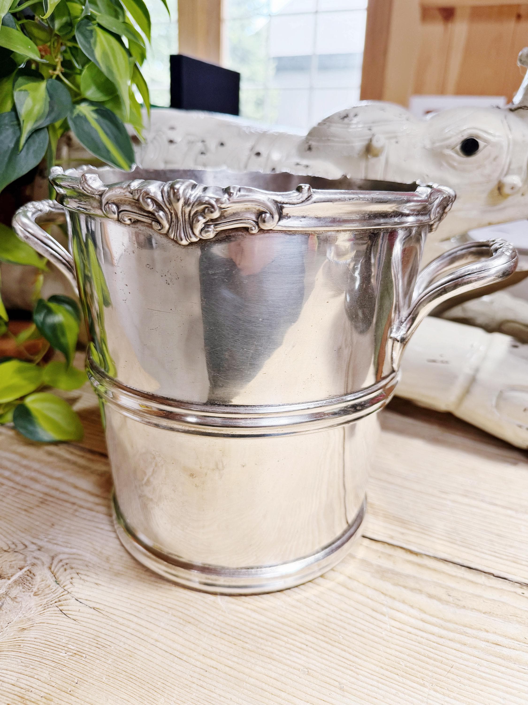 Antique Silver Plated Champagne Bucket from The Willard Hotel Washington DC