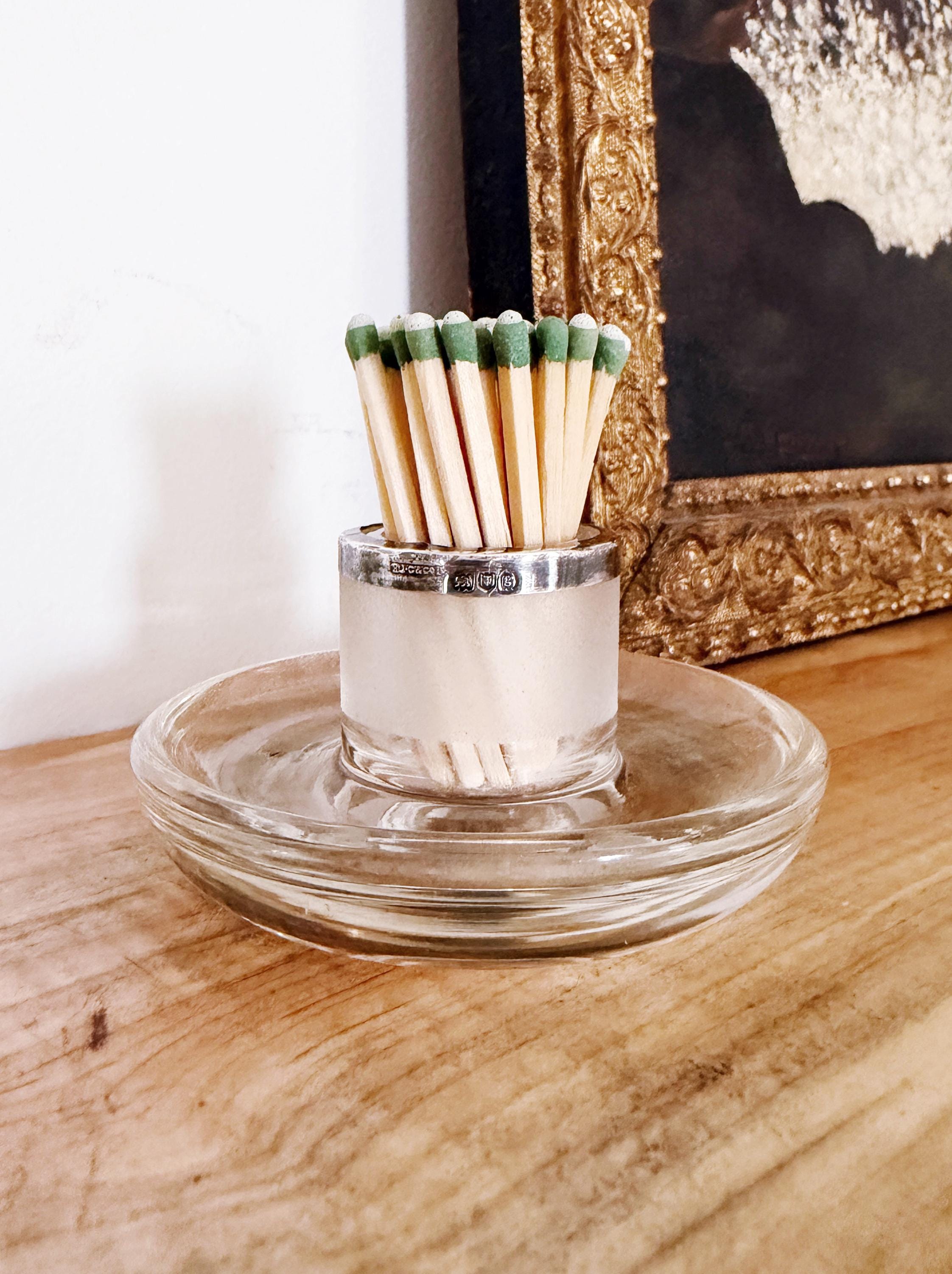1902 English Sterling Silver and Glass Match Striker