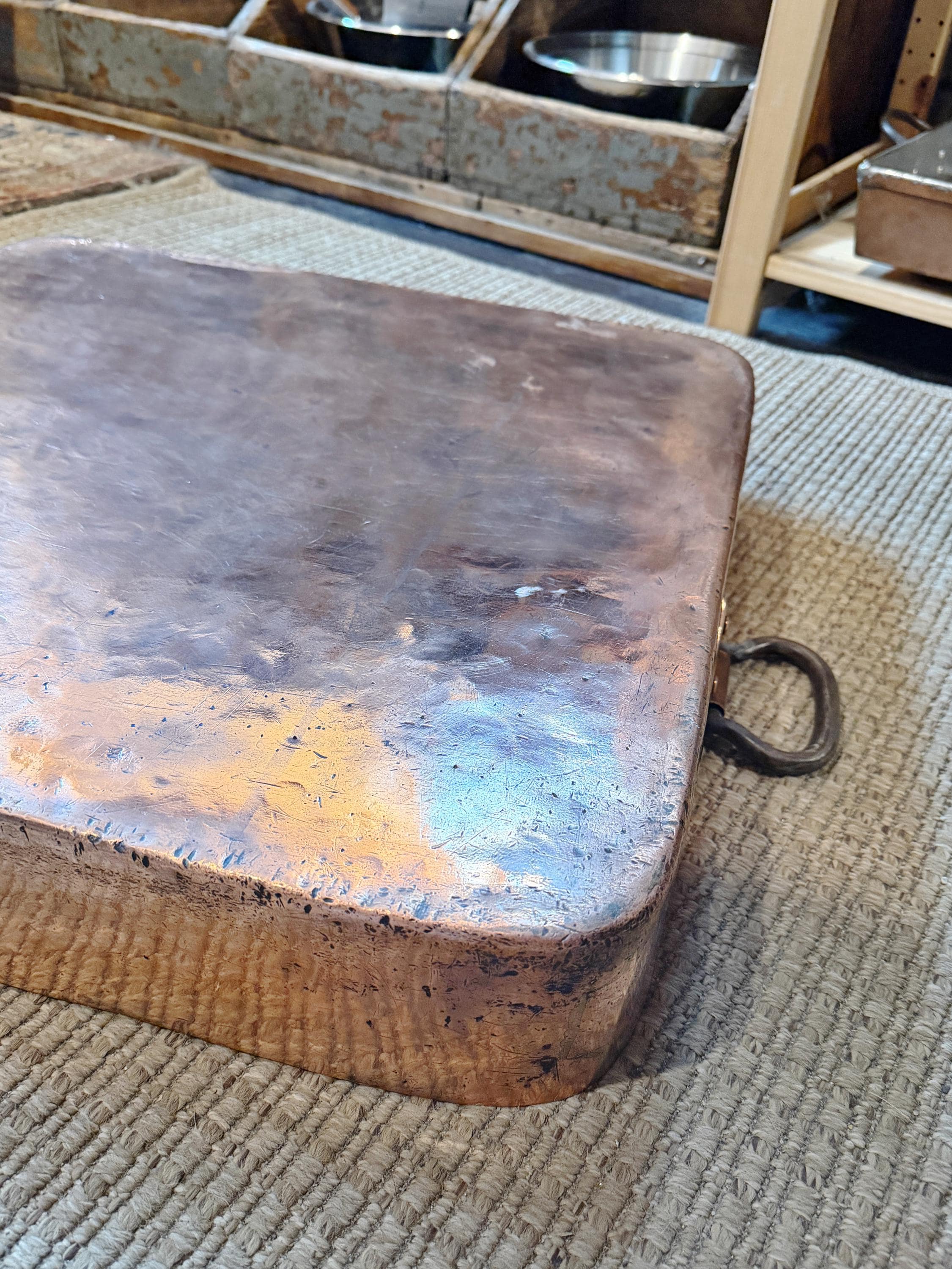 Monumental Antique Duparquet Copper Roasting Pan