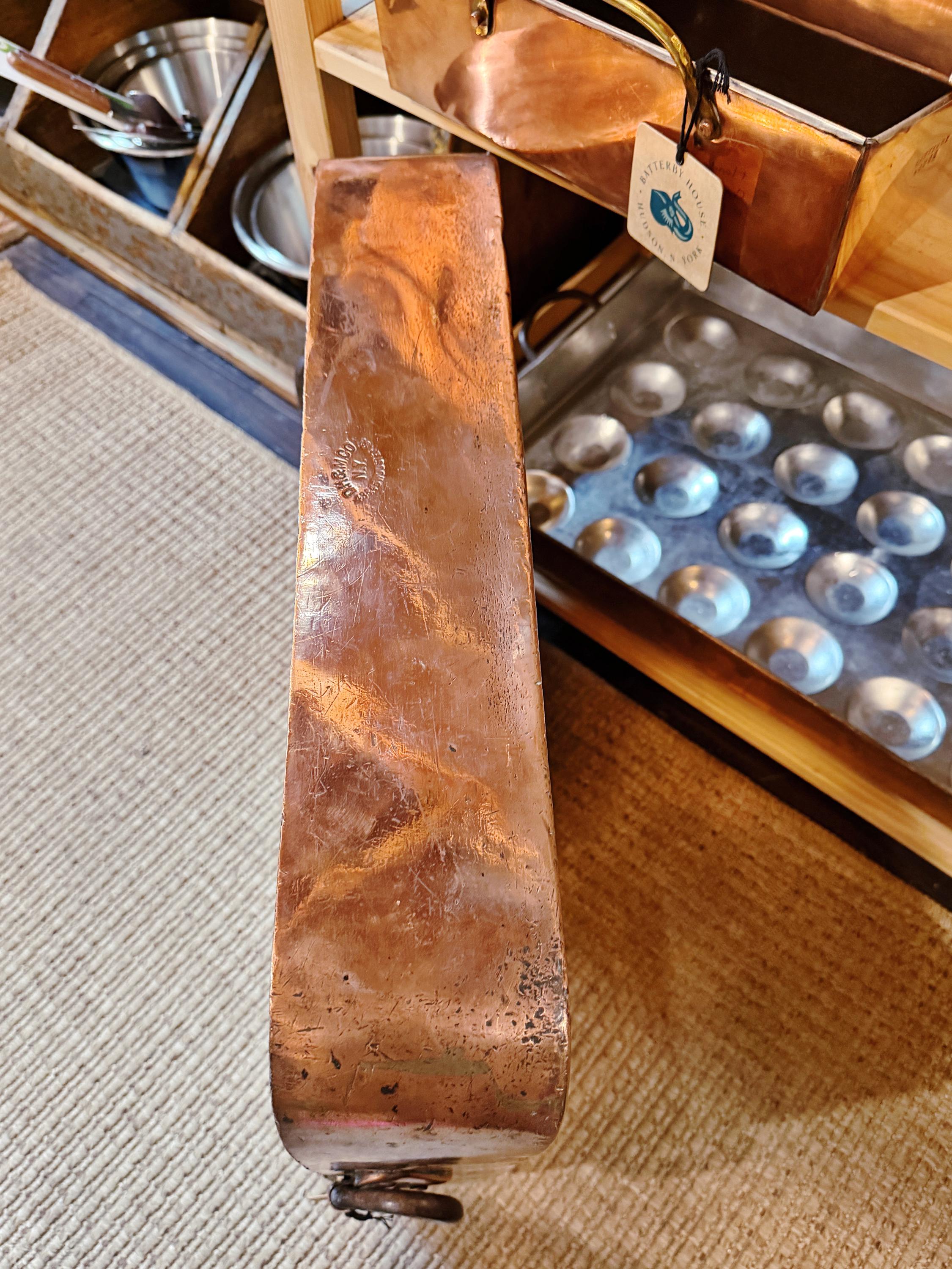 Monumental Antique Duparquet Copper Roasting Pan