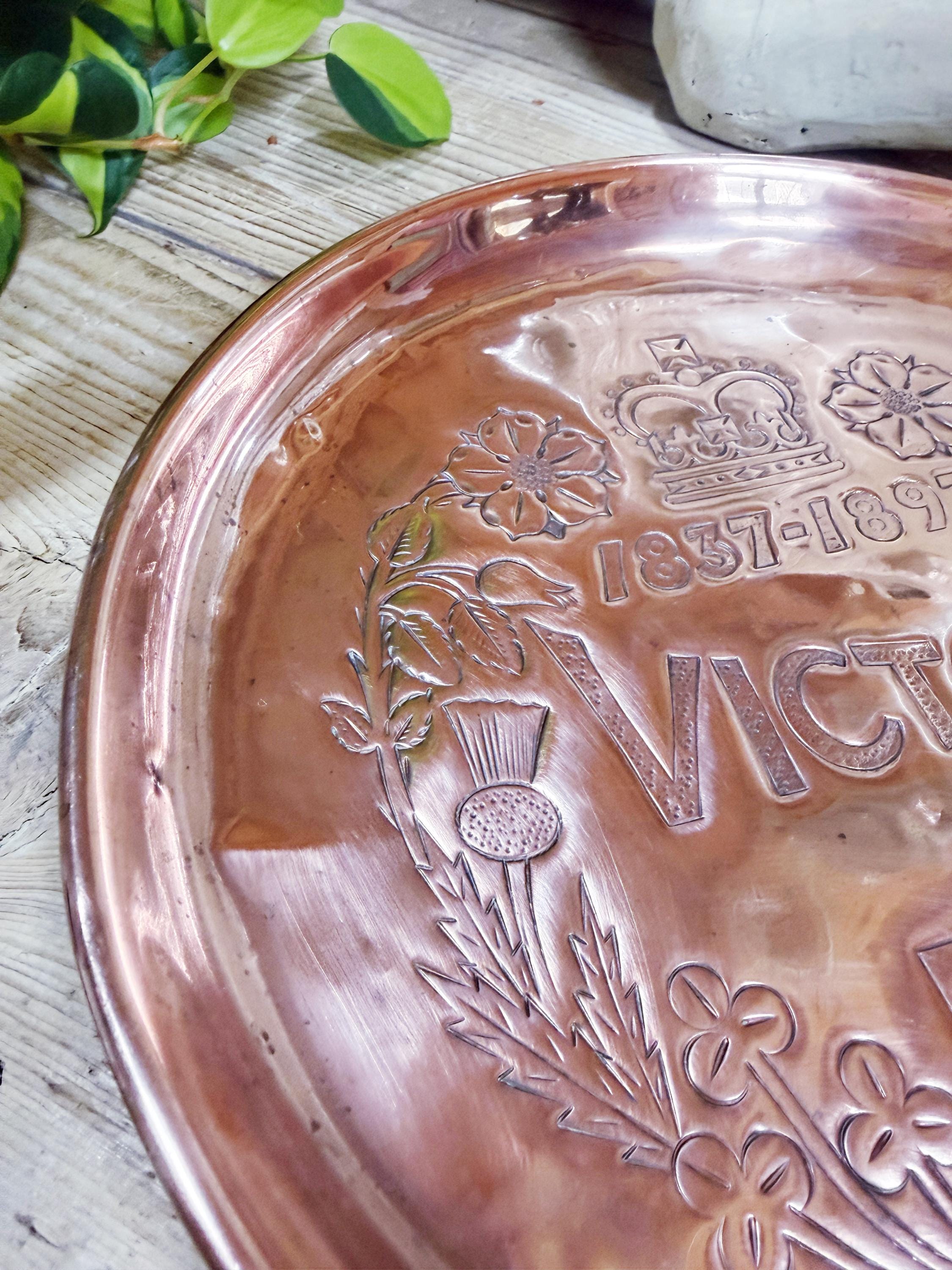 Antique 1897 Queen Victoria Commemorative Diamond Jubilee Copper Tray