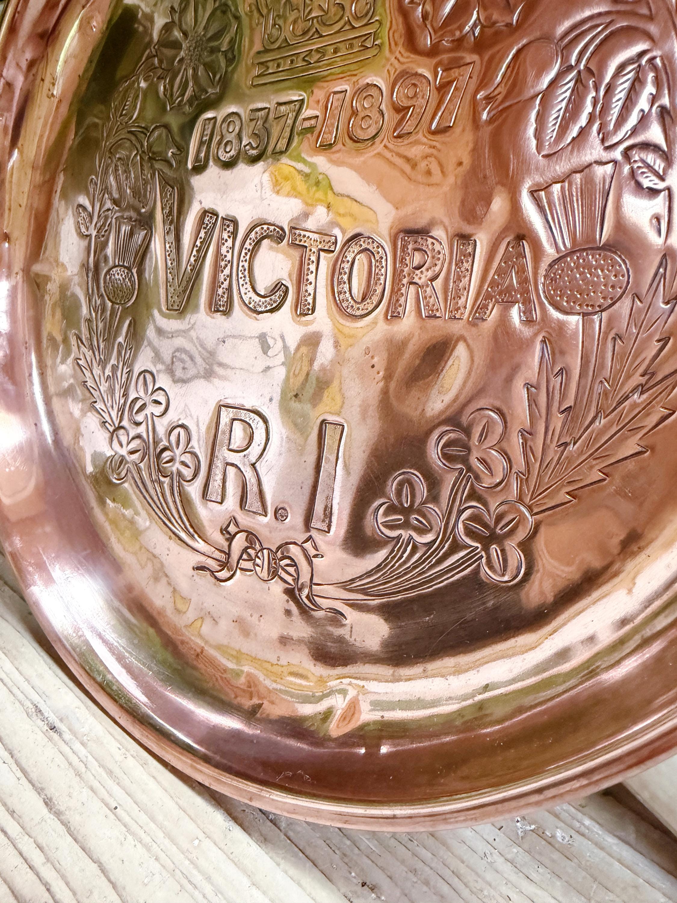 Antique 1897 Queen Victoria Commemorative Diamond Jubilee Copper Tray