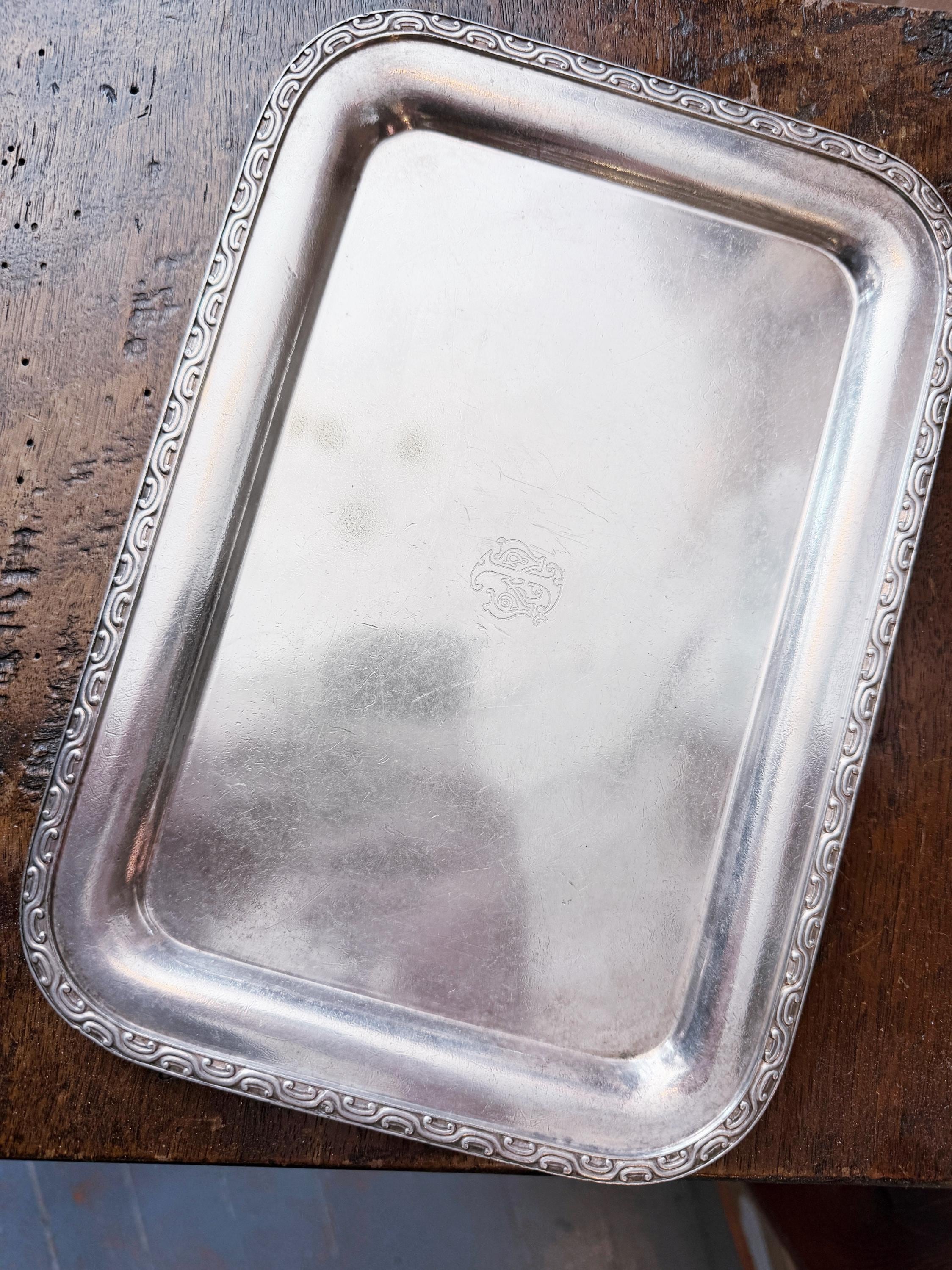 Antique Silver Serving Tray from Marshall Field & Company