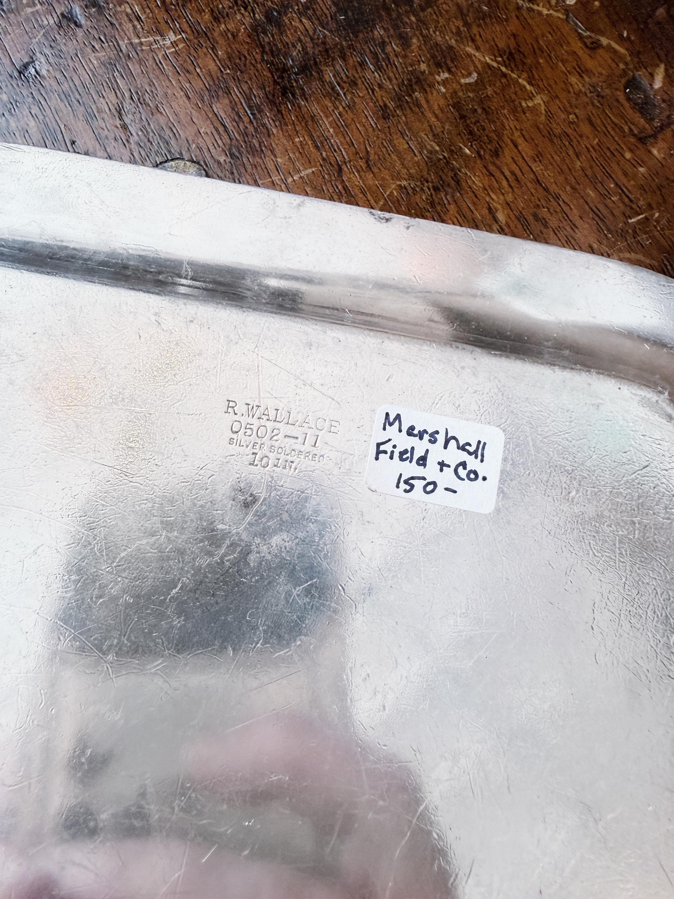 Antique Silver Serving Tray from Marshall Field & Company