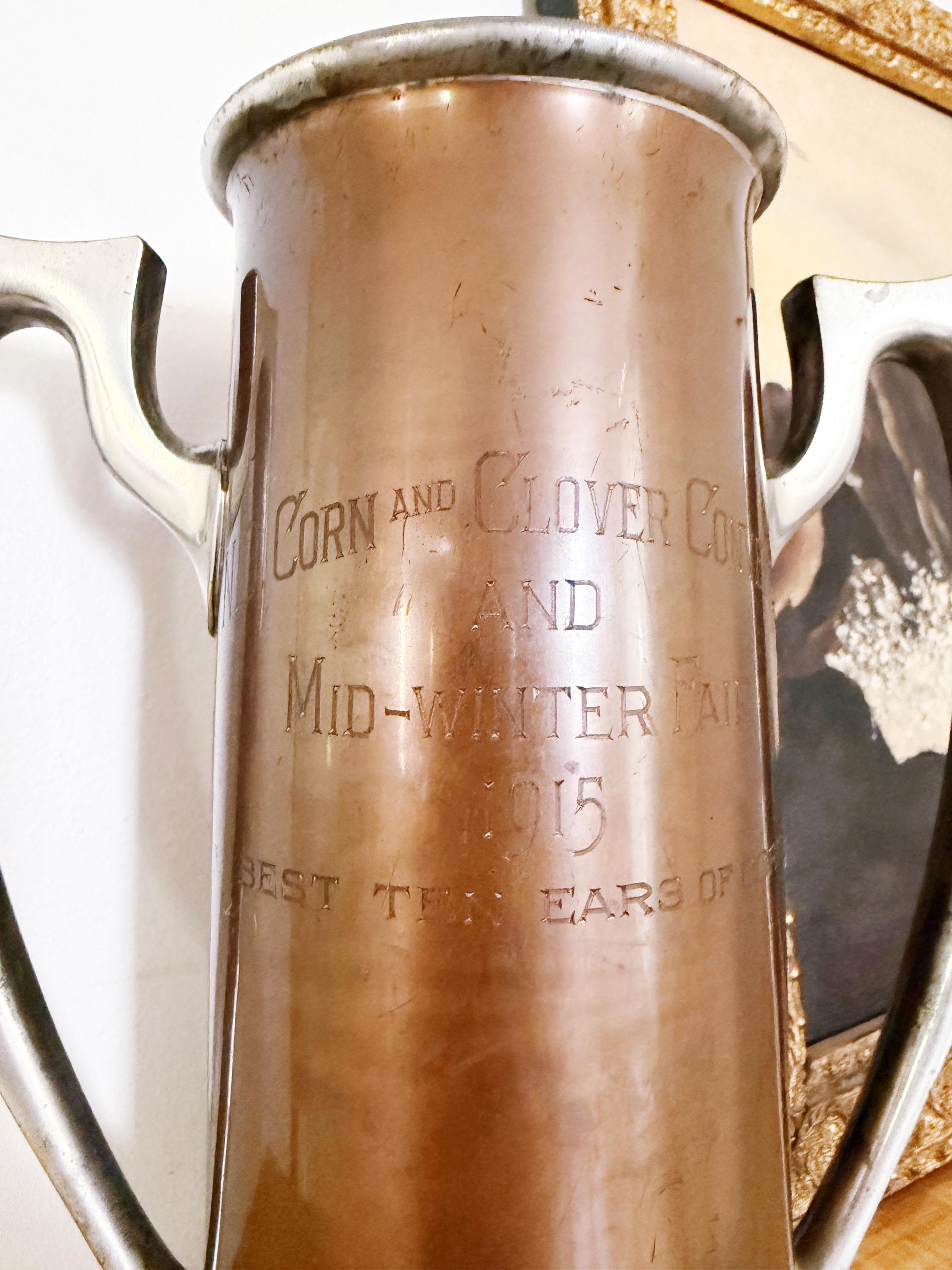 Antique Copper Best 10 Ears of Corn Trophy