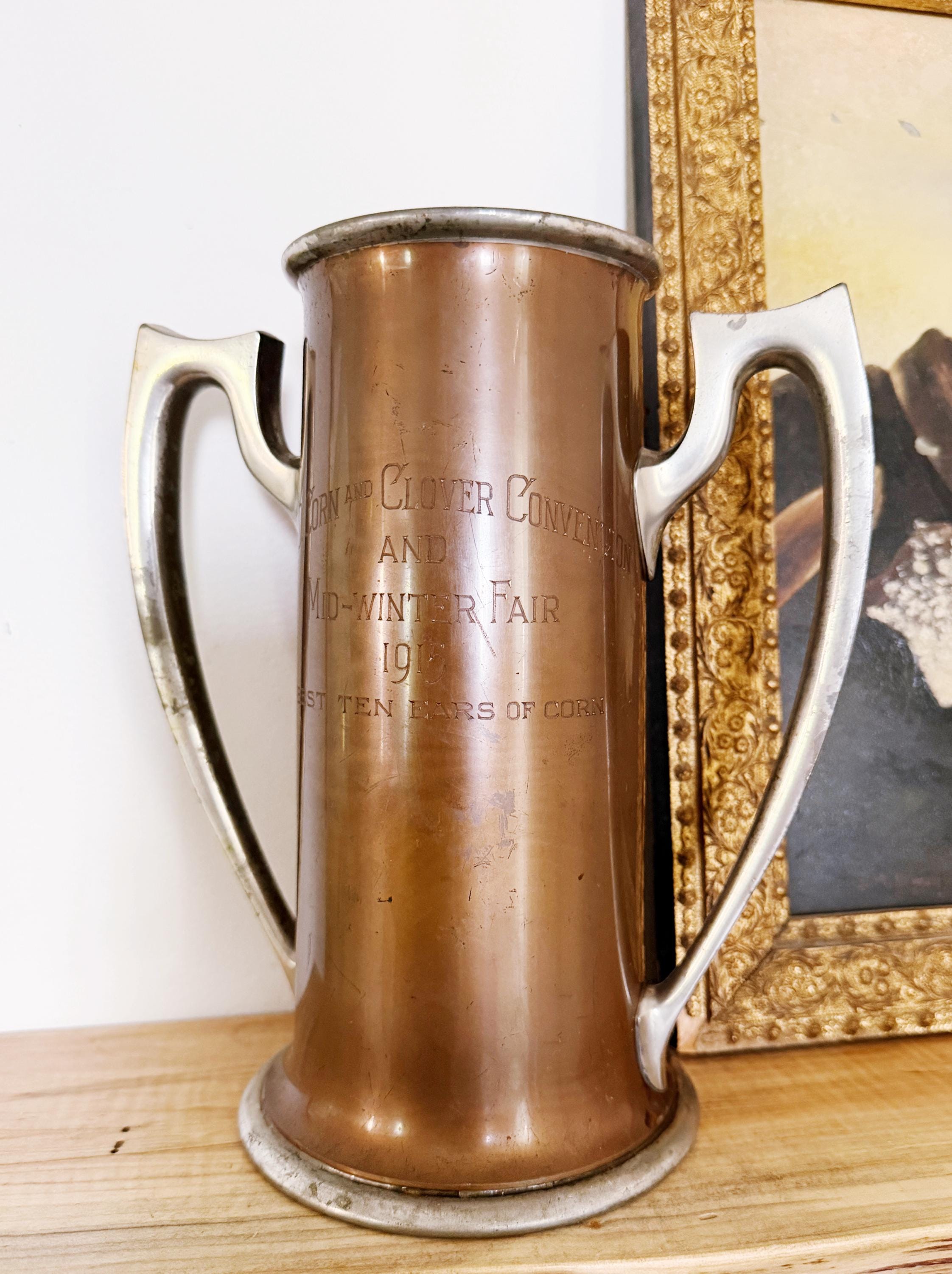 Antique Copper Best 10 Ears of Corn Trophy