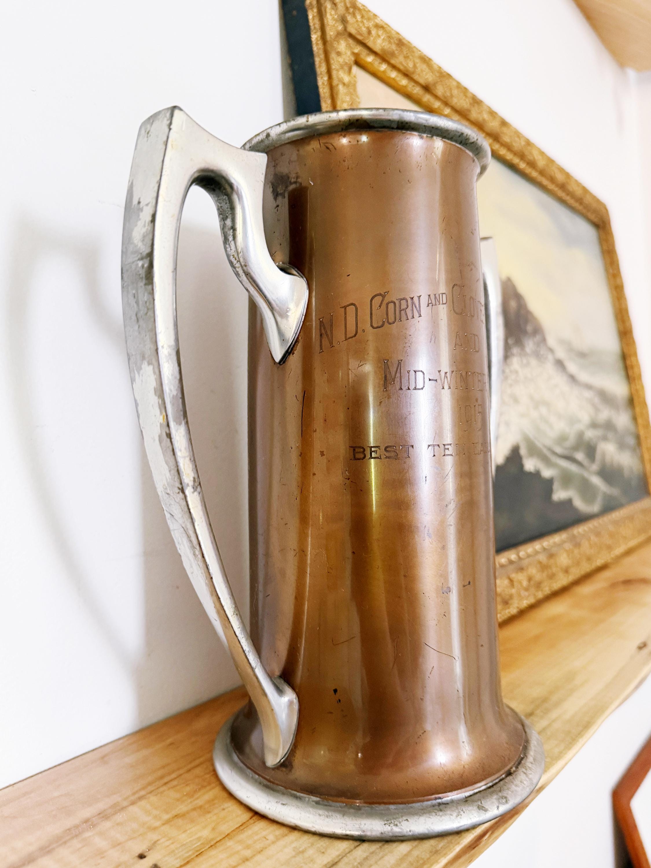 Antique Copper Best 10 Ears of Corn Trophy