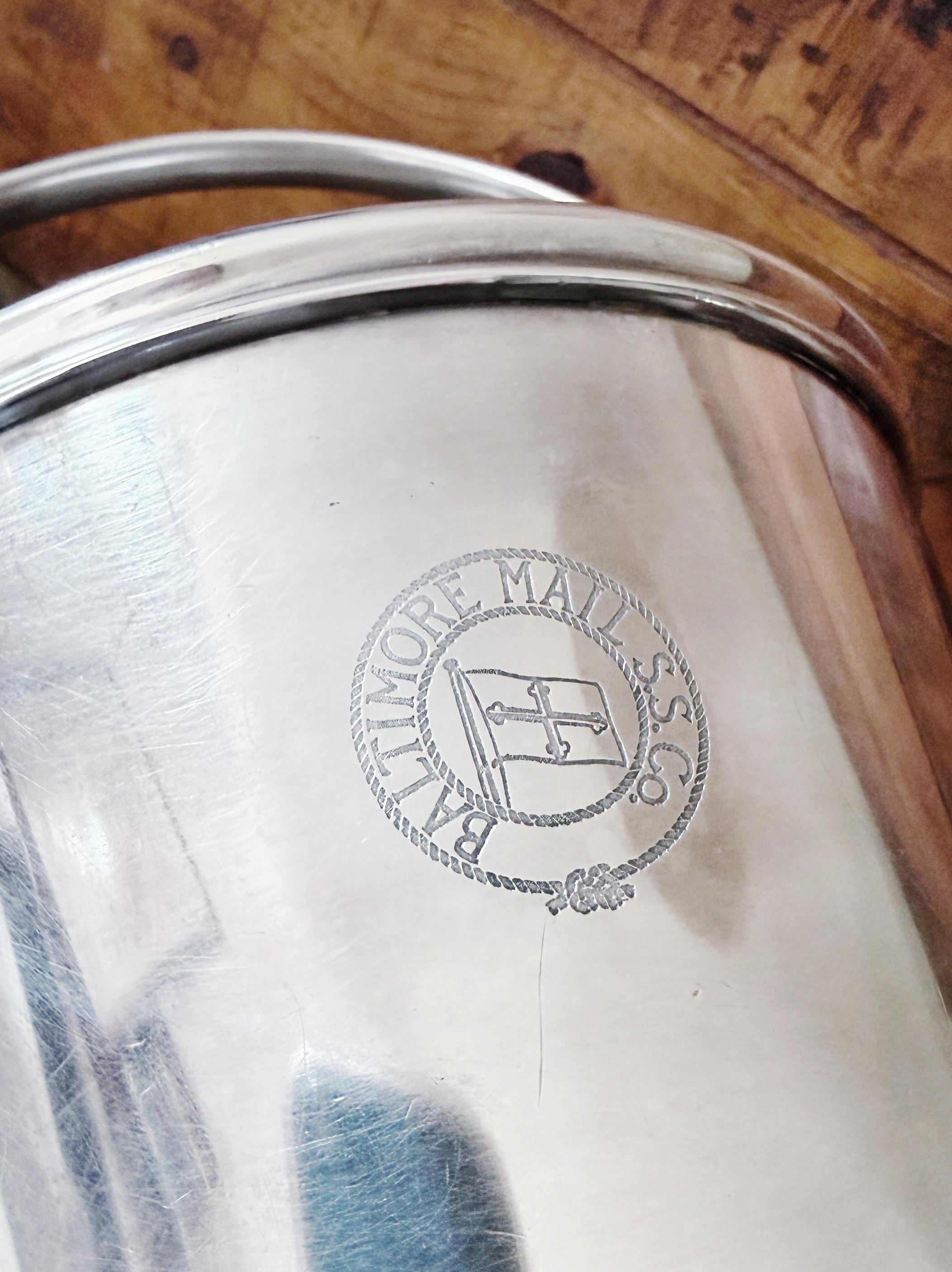 Vintage Silver Ice Bucket from Baltimore Mail Steamship Co