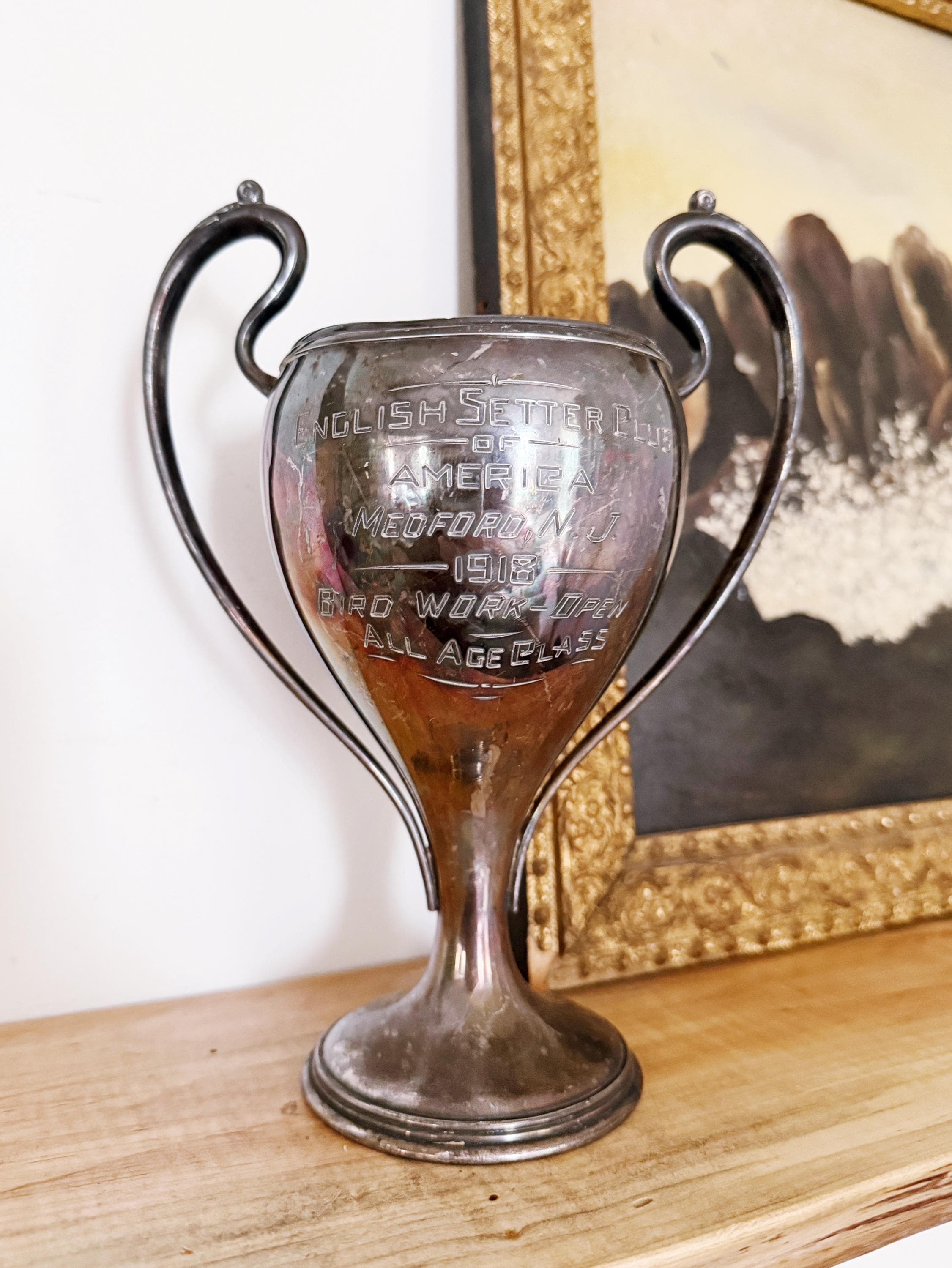 1918 Silver Plated English Setter Dog Show Trophy