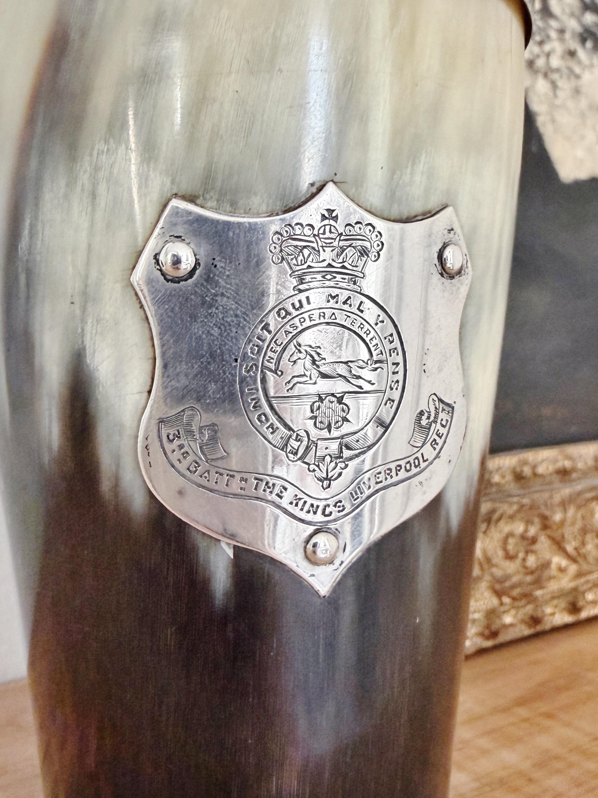 Large Antique 1898 Sterling and Horn King's Regiment Cup