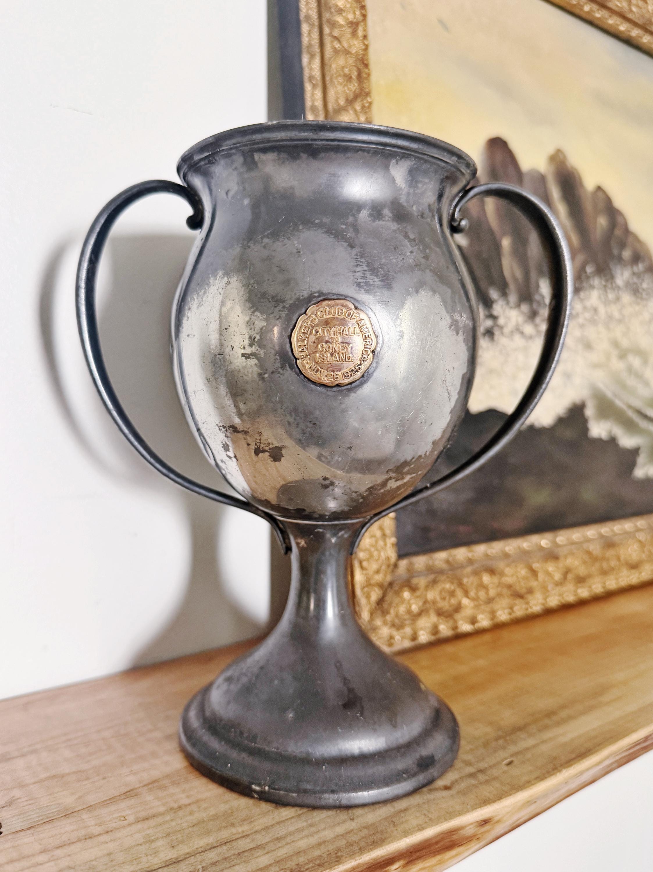 1925 Silver Plated Walk from City Hall to Coney Island Trophy