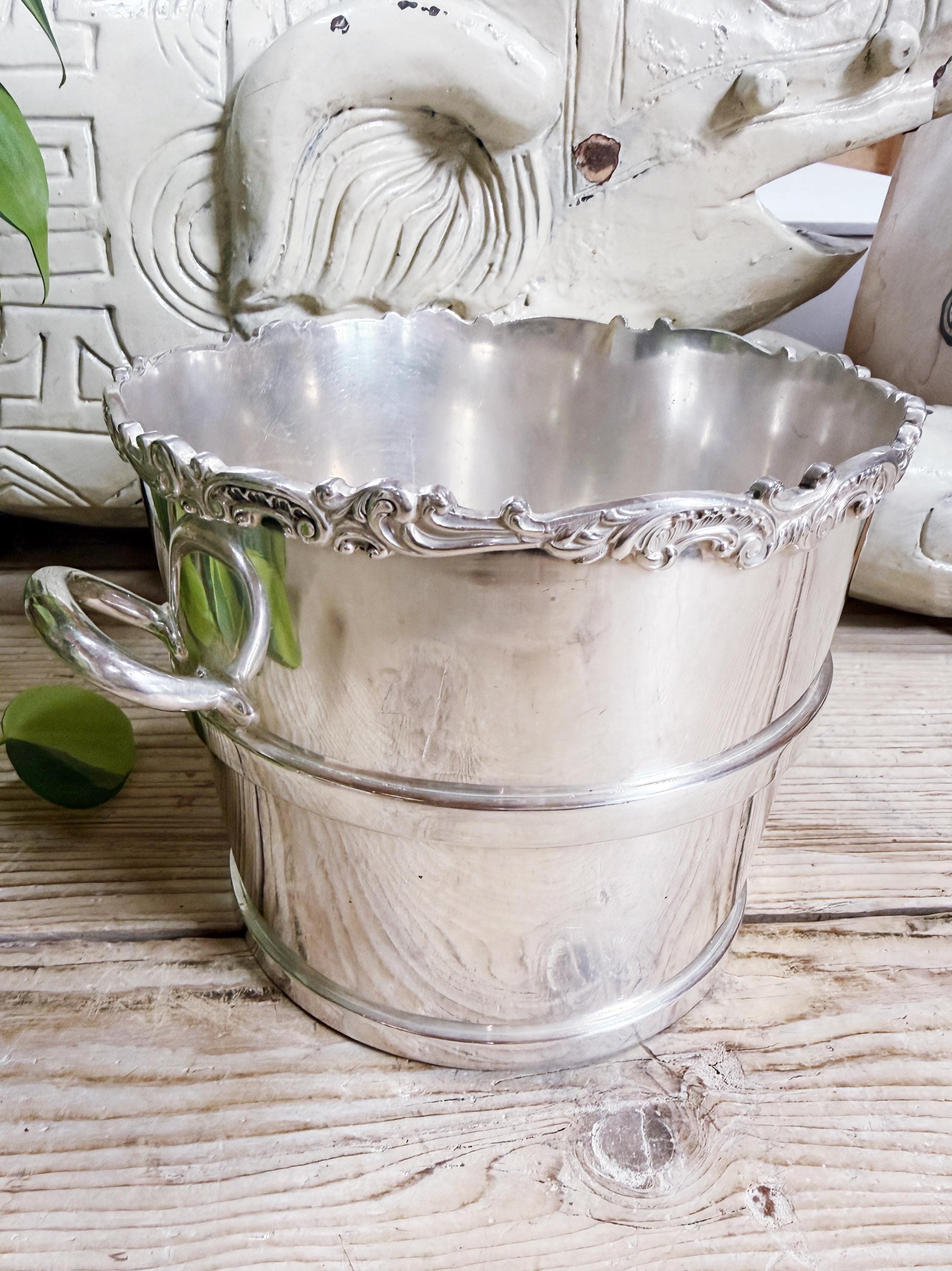 Antique Silver Plated Denver & Rio Grande Railroad Private Train Car Ice Bucket