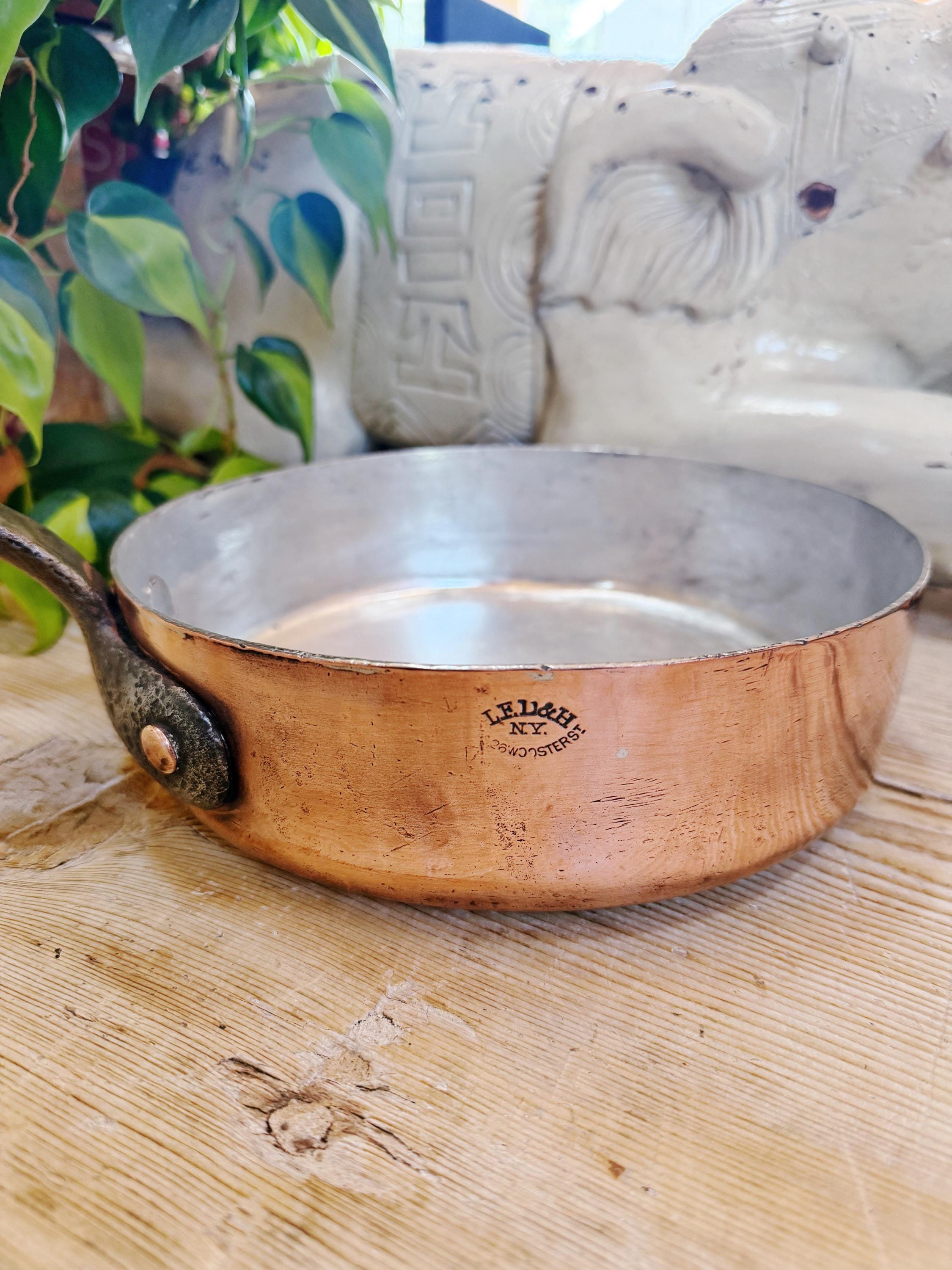 Antique Copper Sauté Pan by Duparquet NYC