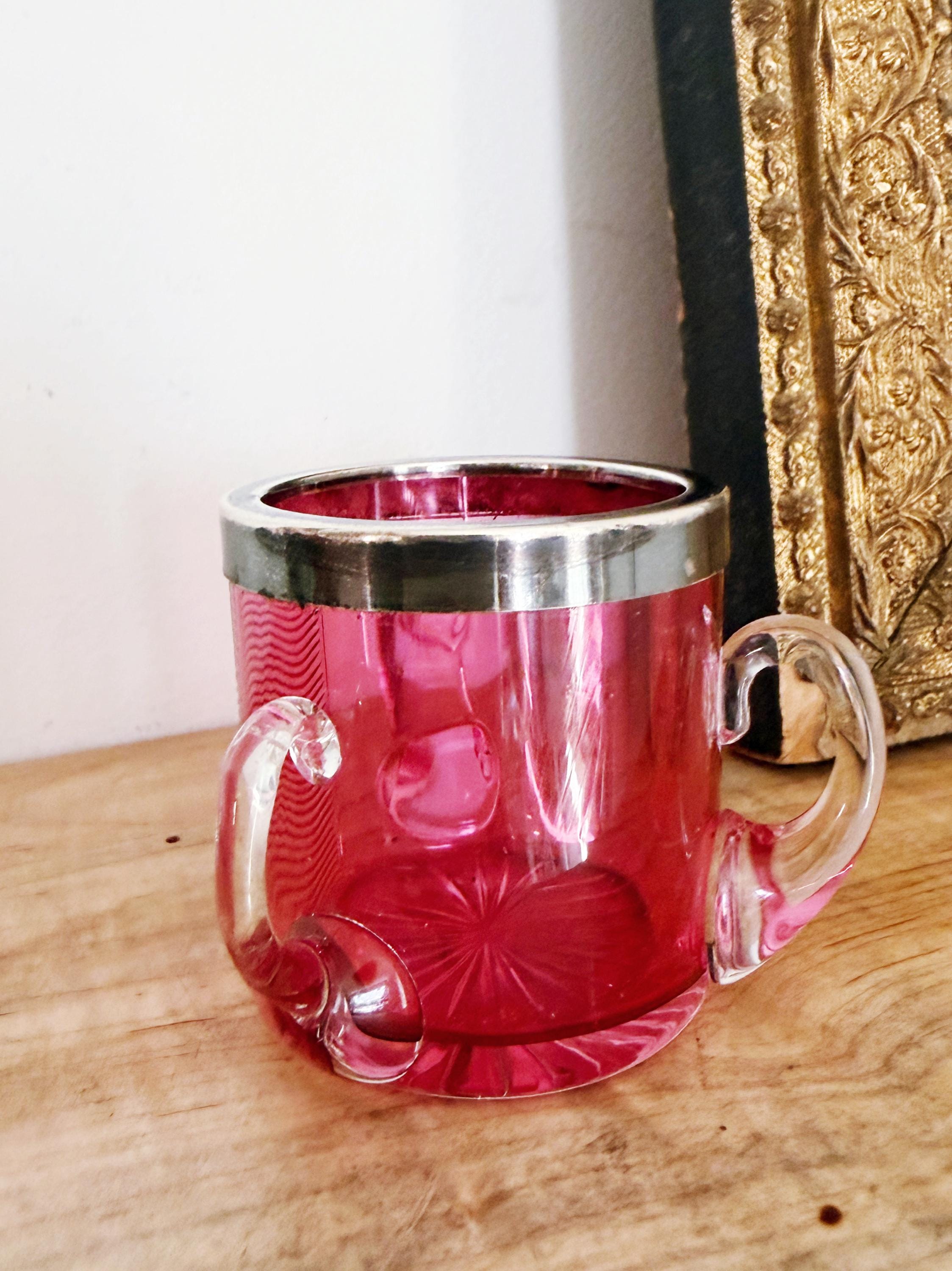 1898 English Sterling Silver and Pink Glass Match Striker