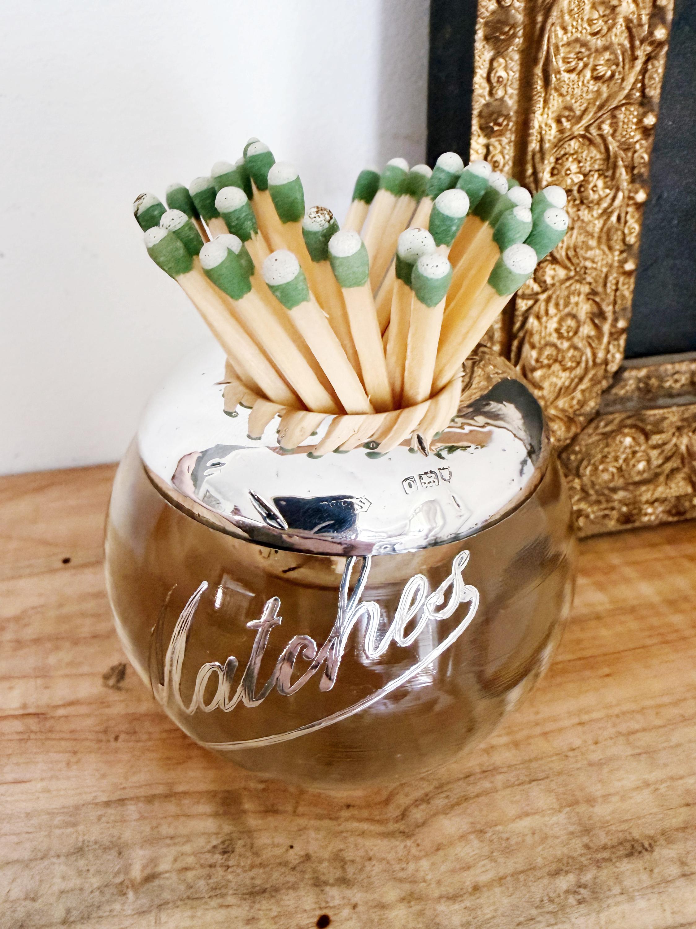 Antique Sterling Silver and Glass "Matches" Striker