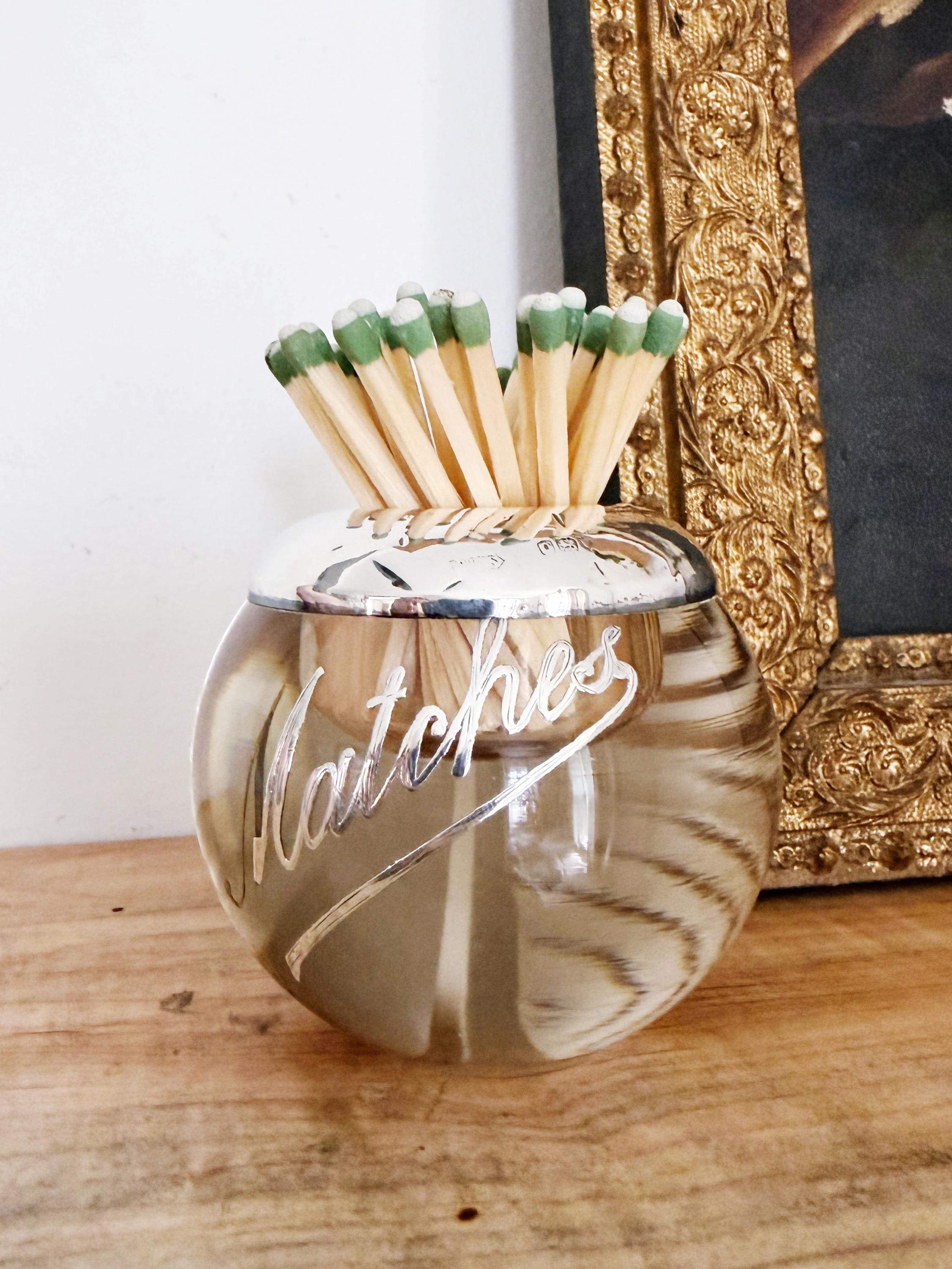 Antique Sterling Silver and Glass "Matches" Striker