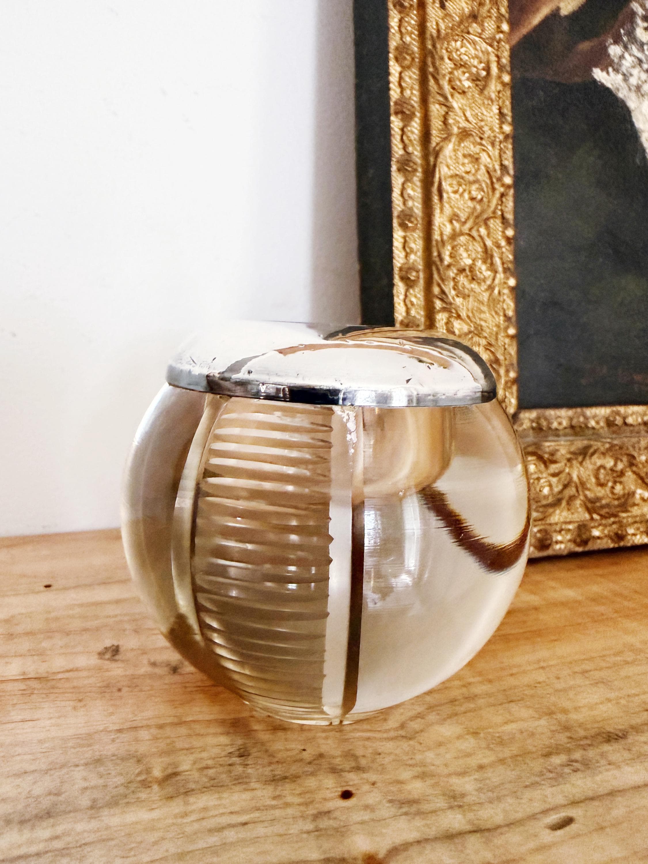 Antique Sterling Silver and Glass "Matches" Striker
