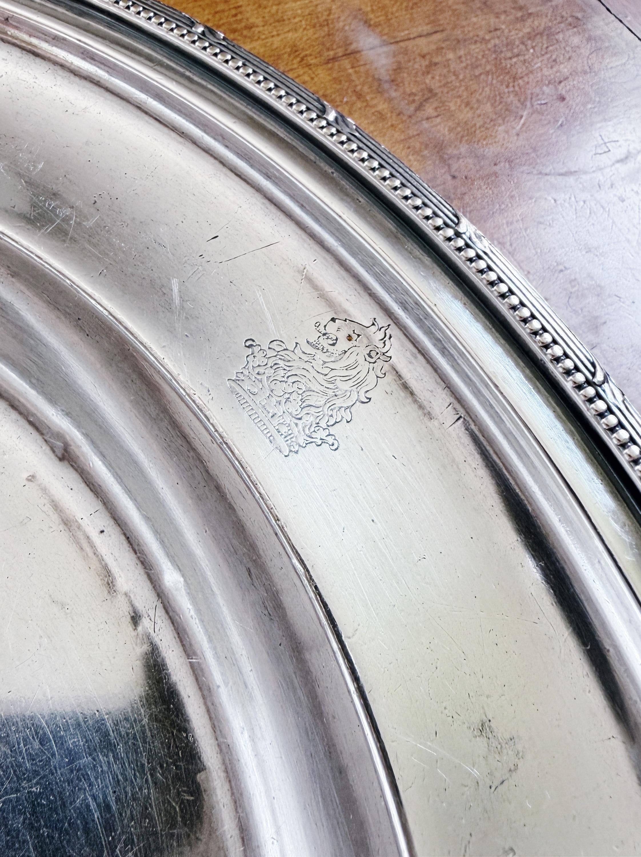 Antique Silver Plated Oyster Serving Tray from The Ritz Carlton Hotel NYC