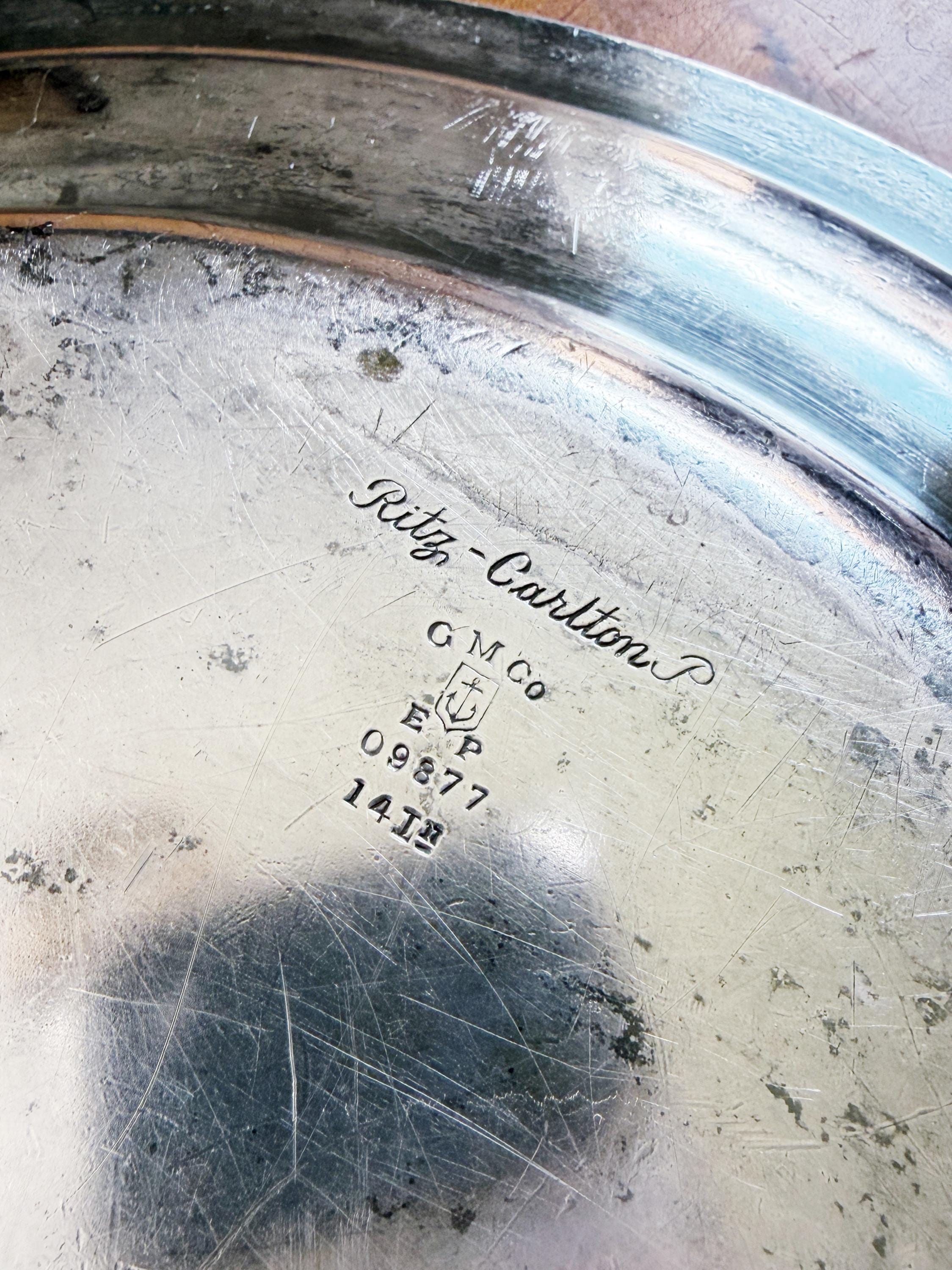 Antique Silver Plated Oyster Serving Tray from The Ritz Carlton Hotel NYC