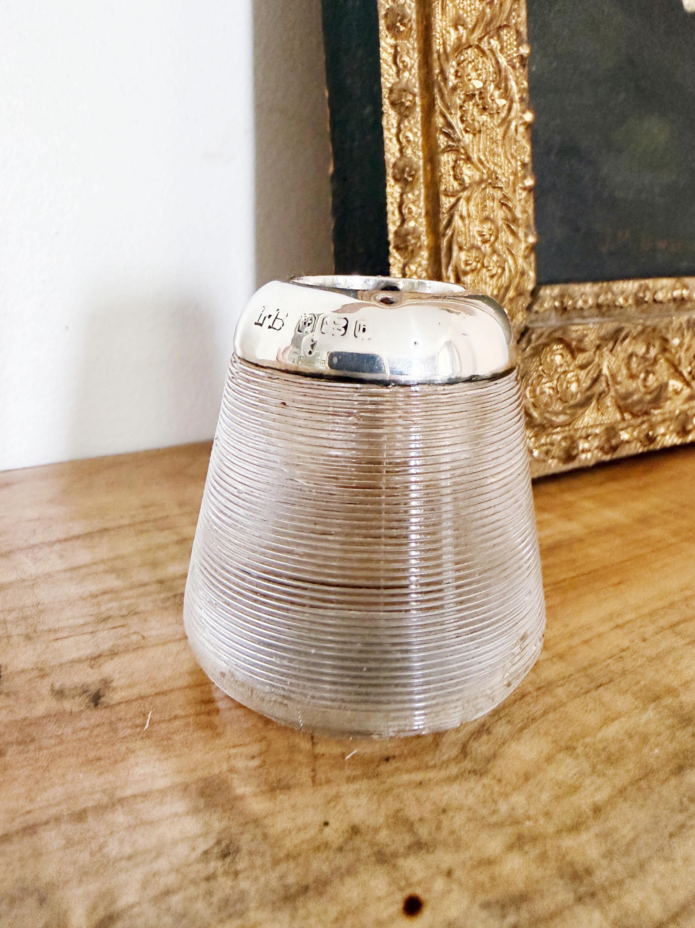 1901 English Sterling Silver and Glass Match Striker