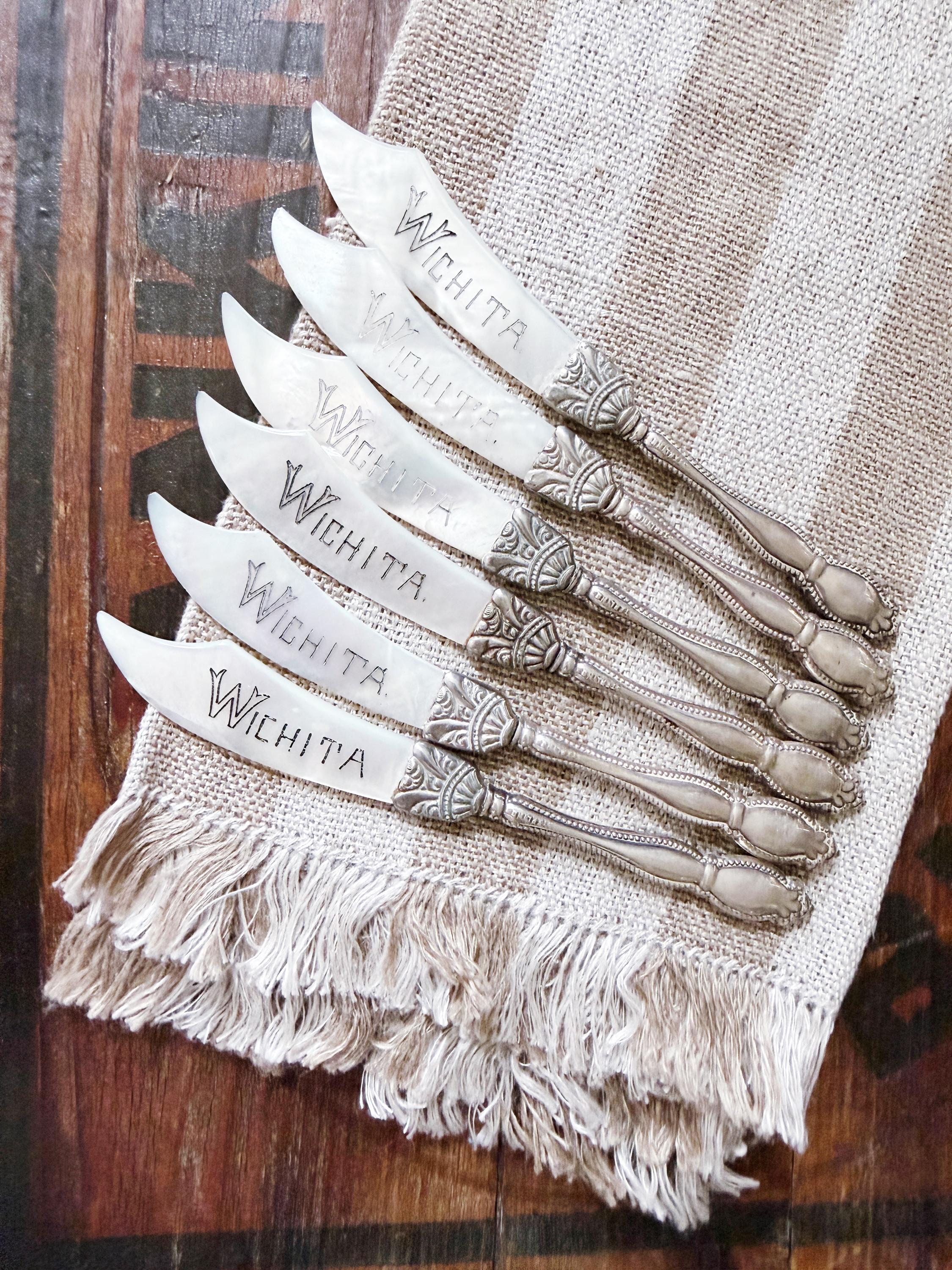 Antique Sterling Silver and Mother of Pearl Souvenir Knives - Set of 6