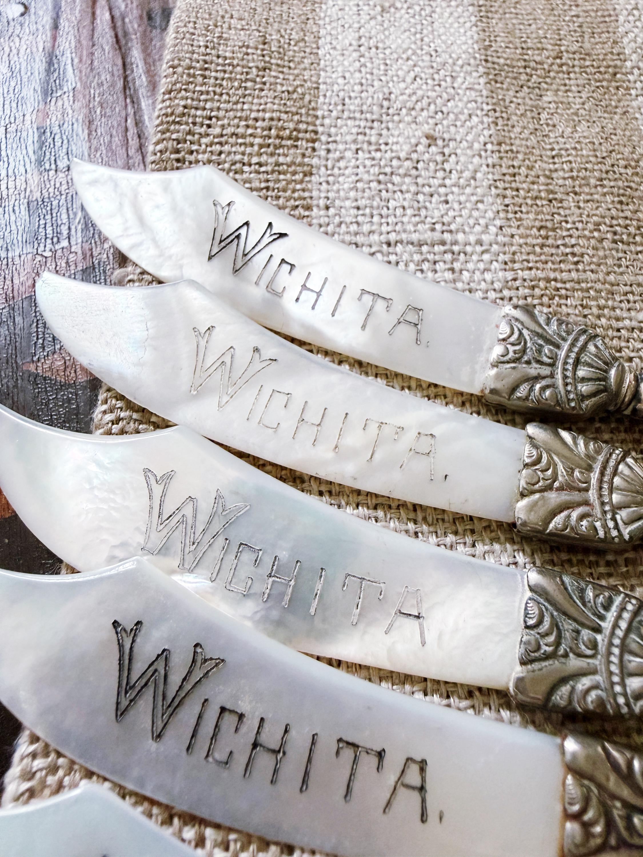 Antique Sterling Silver and Mother of Pearl Souvenir Knives - Set of 6