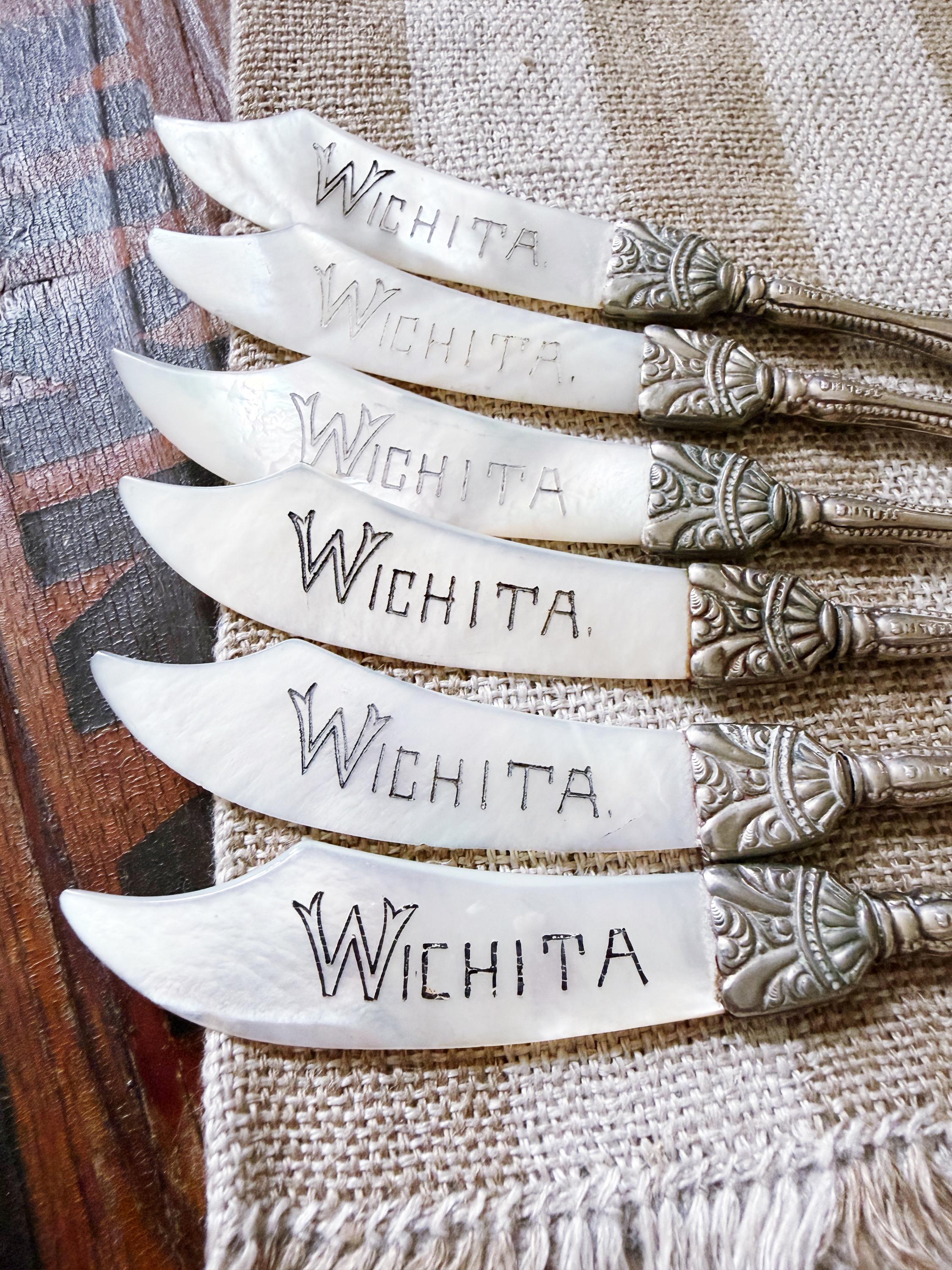 Antique Sterling Silver and Mother of Pearl Souvenir Knives - Set of 6