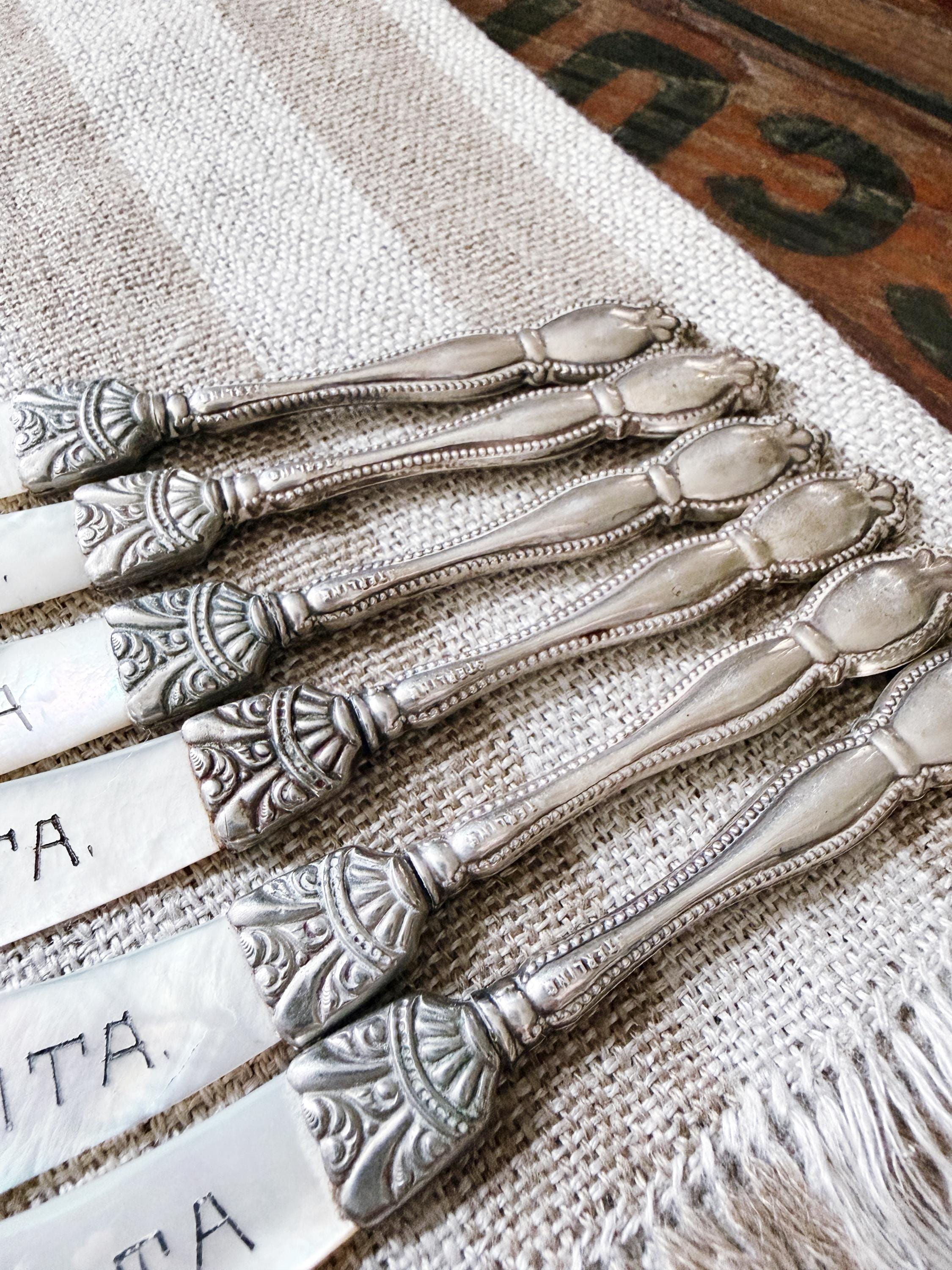 Antique Sterling Silver and Mother of Pearl Souvenir Knives - Set of 6