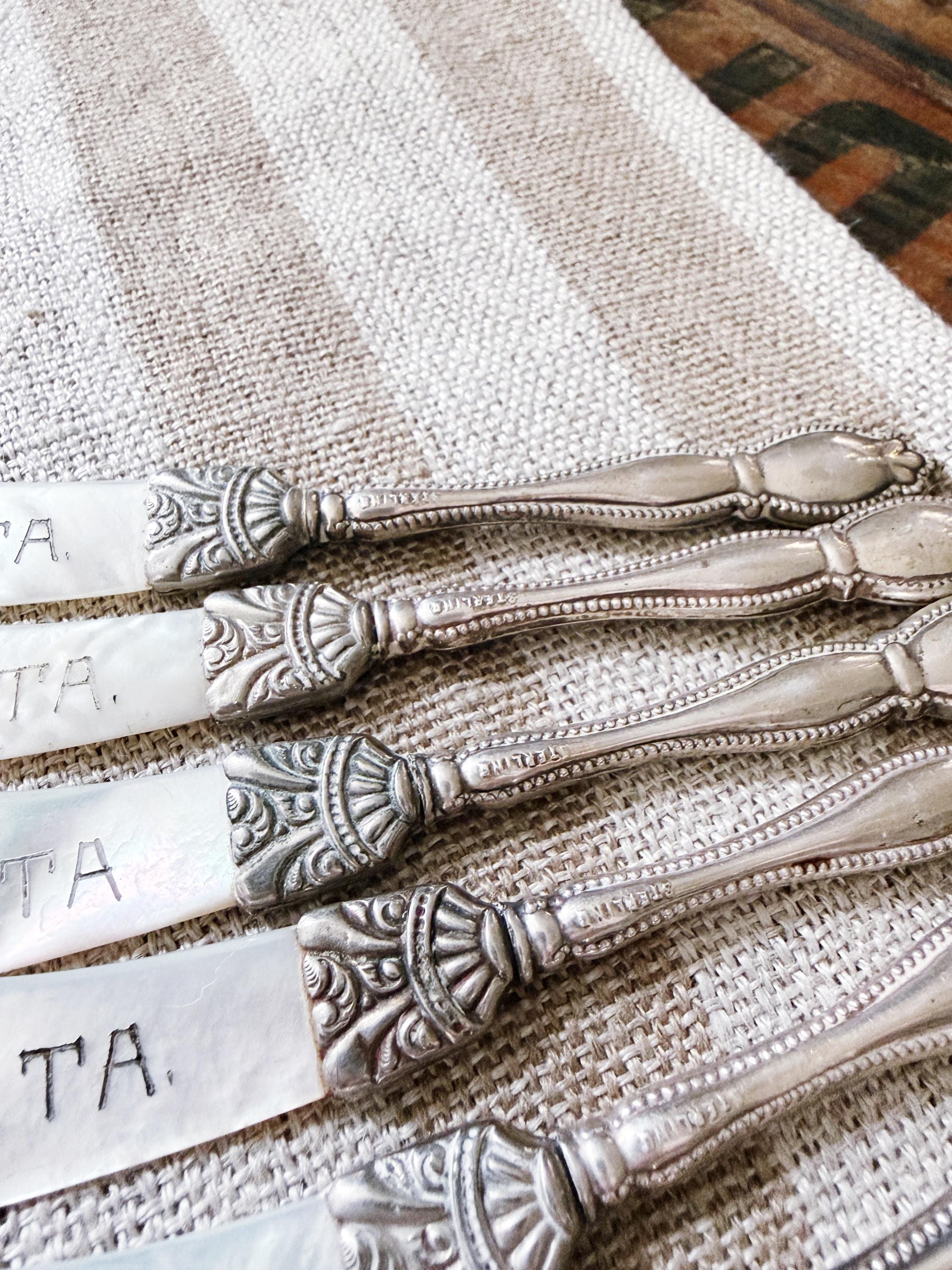 Antique Sterling Silver and Mother of Pearl Souvenir Knives - Set of 6