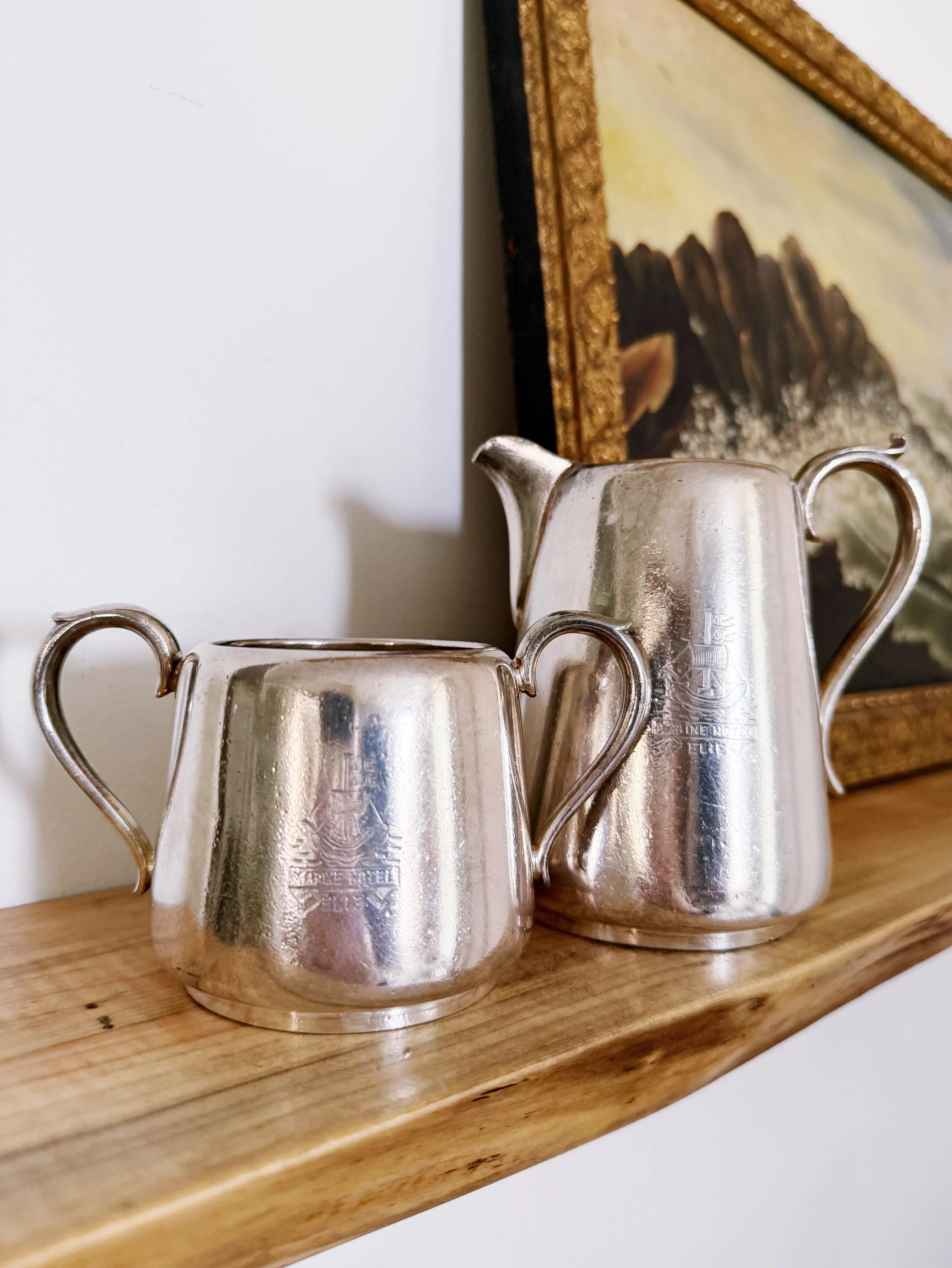 1905 Silver Plated Cream & Sugar from Marine Hotel in Elie Scotland
