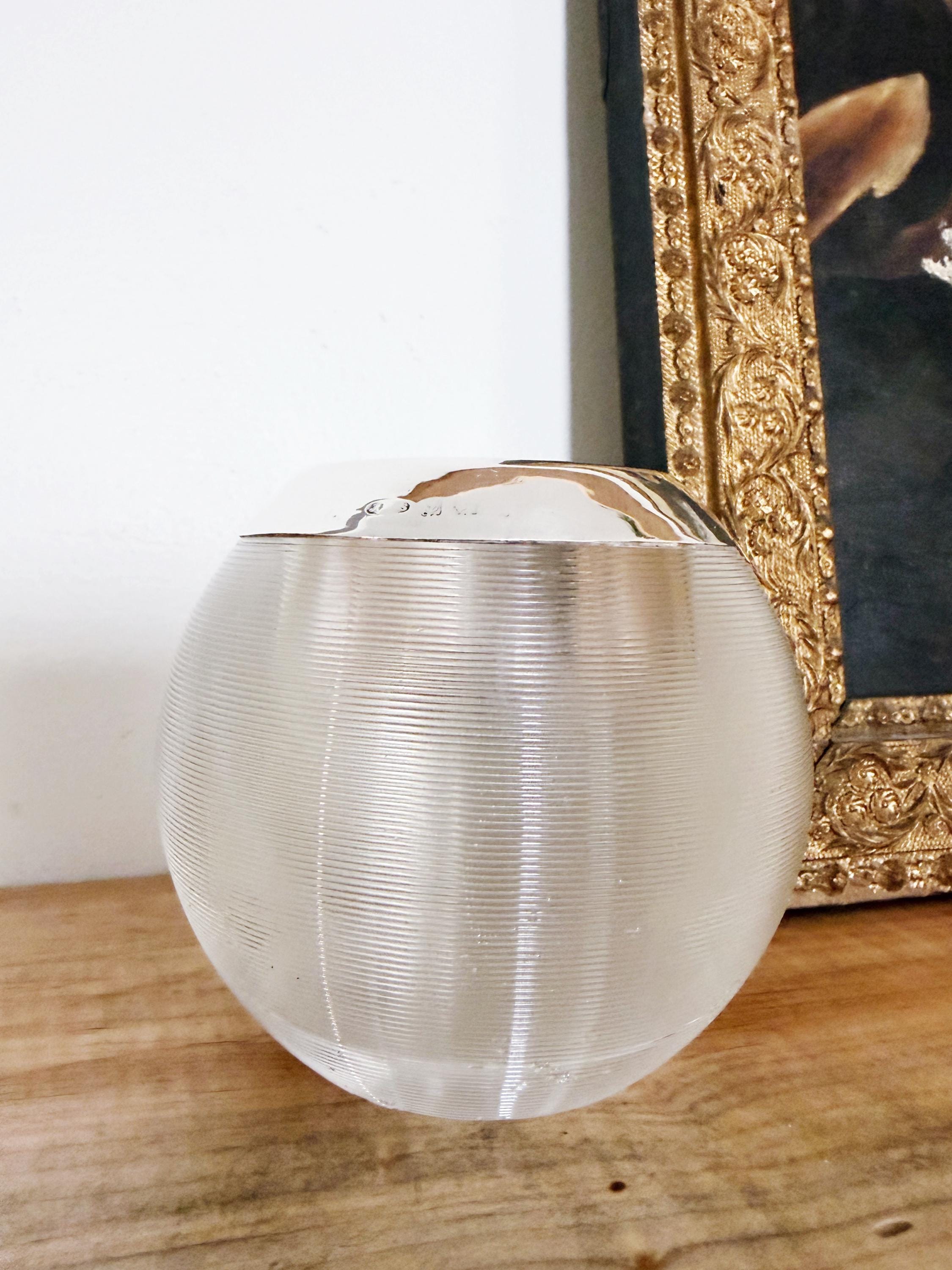 Big Antique English Glass and Sterling Match Striker