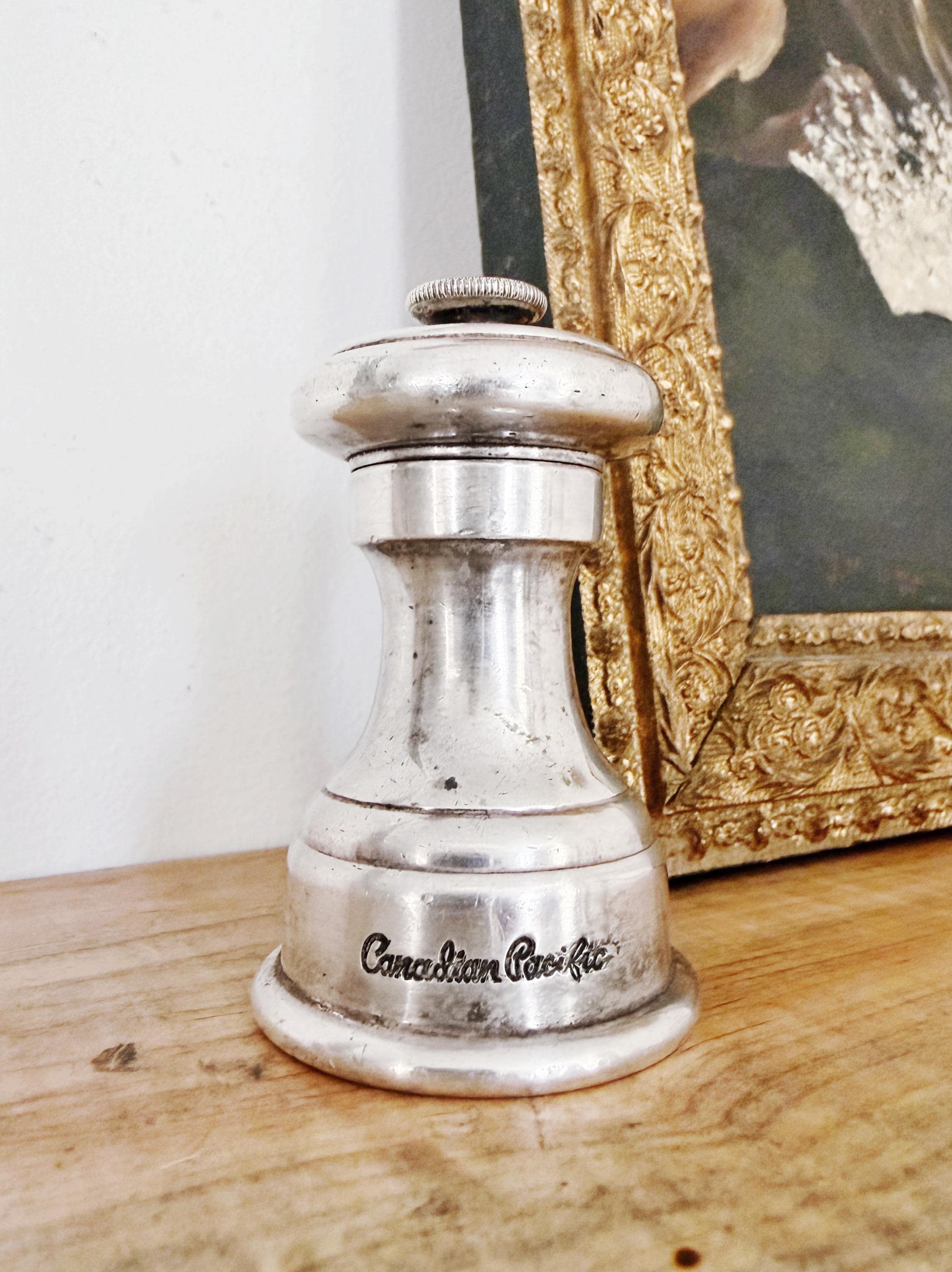 Vintage Silver Plated Canadian Pacific Railway Pepper Mill