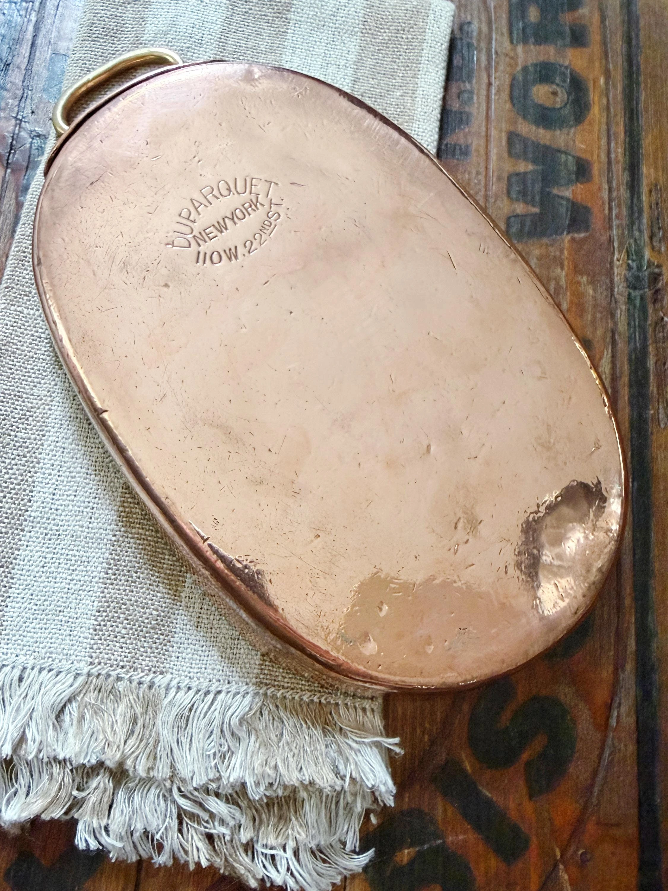 Petite Antique Duparquet Copper Gratin Dish
