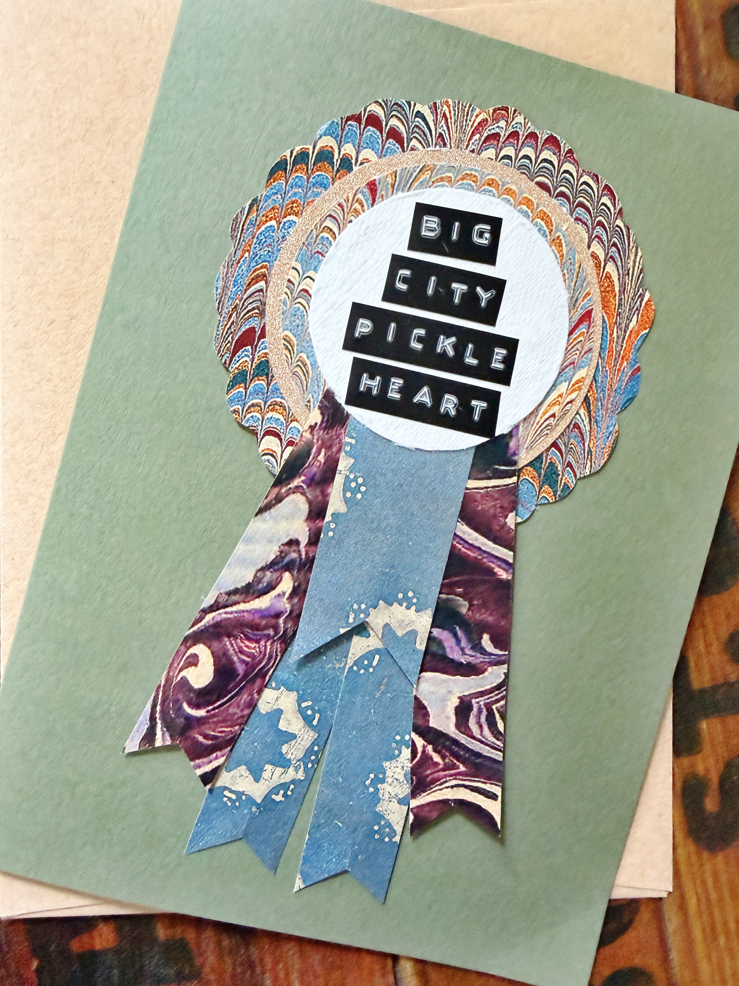 Big City Pickle Heart Prize Ribbon Card