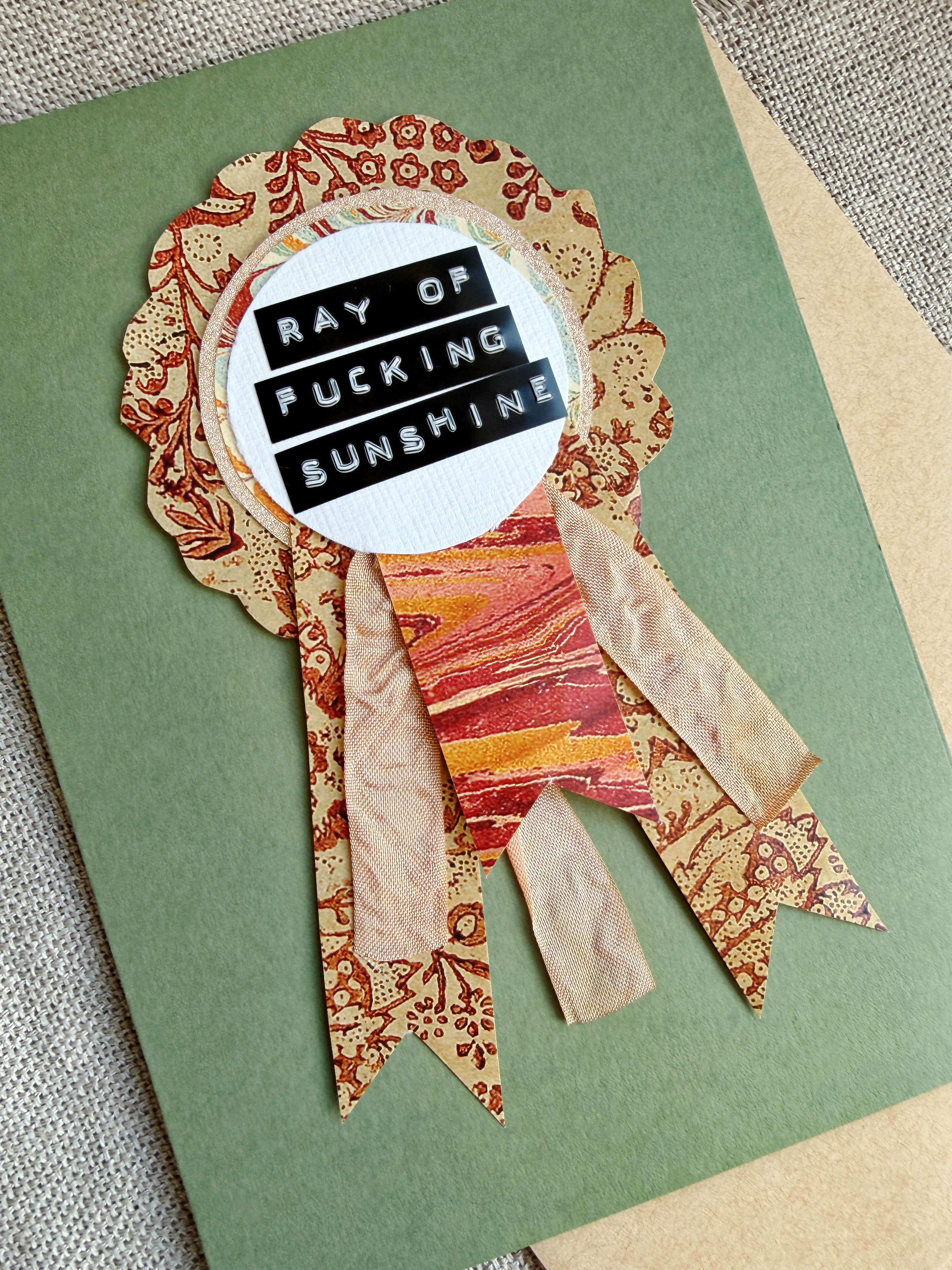Ray of Sunshine Prize Ribbon Card