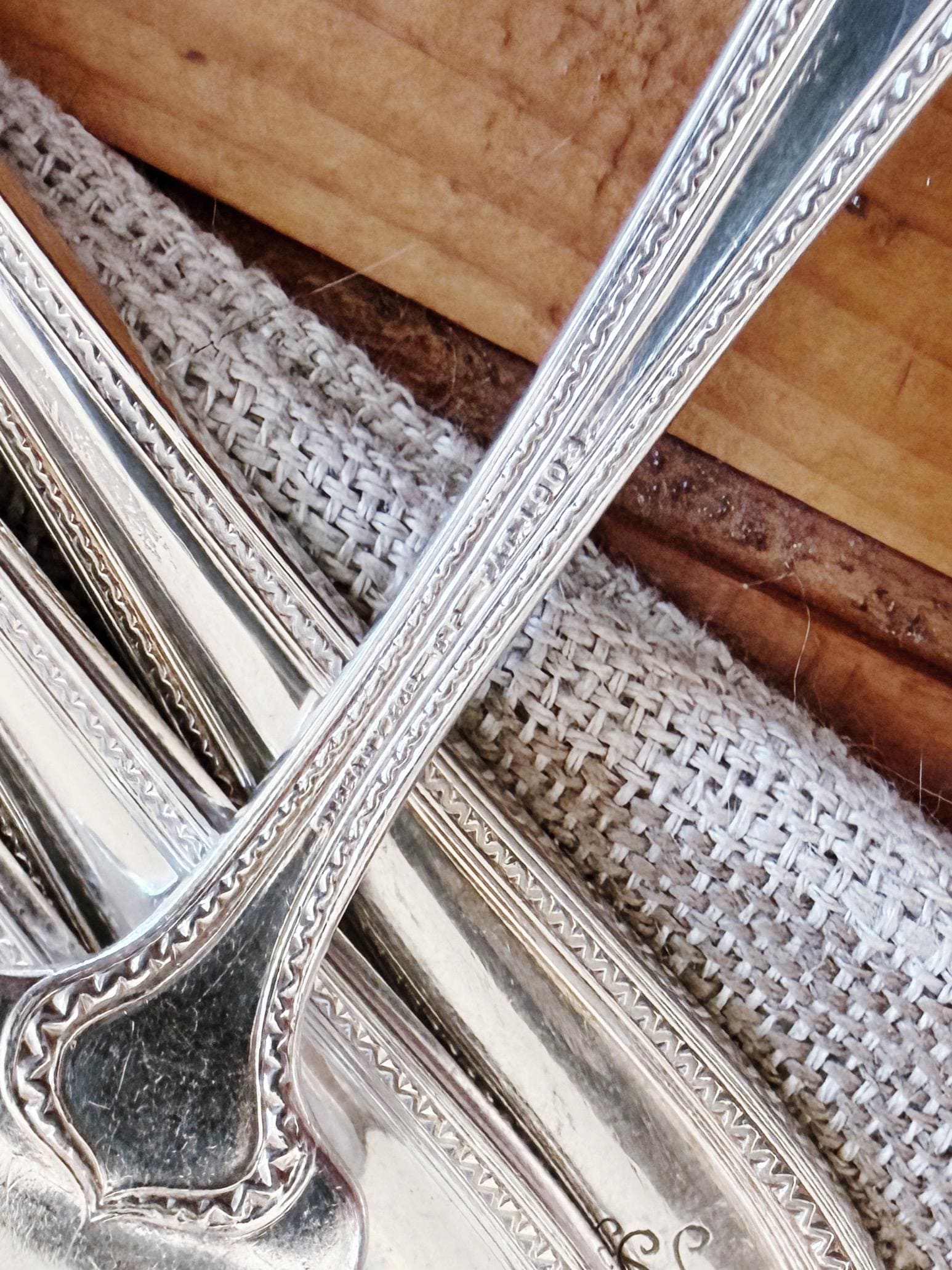 Set of 6 Antique Silver Plated Tiffany & Co Luncheon Forks - Norman Pattern