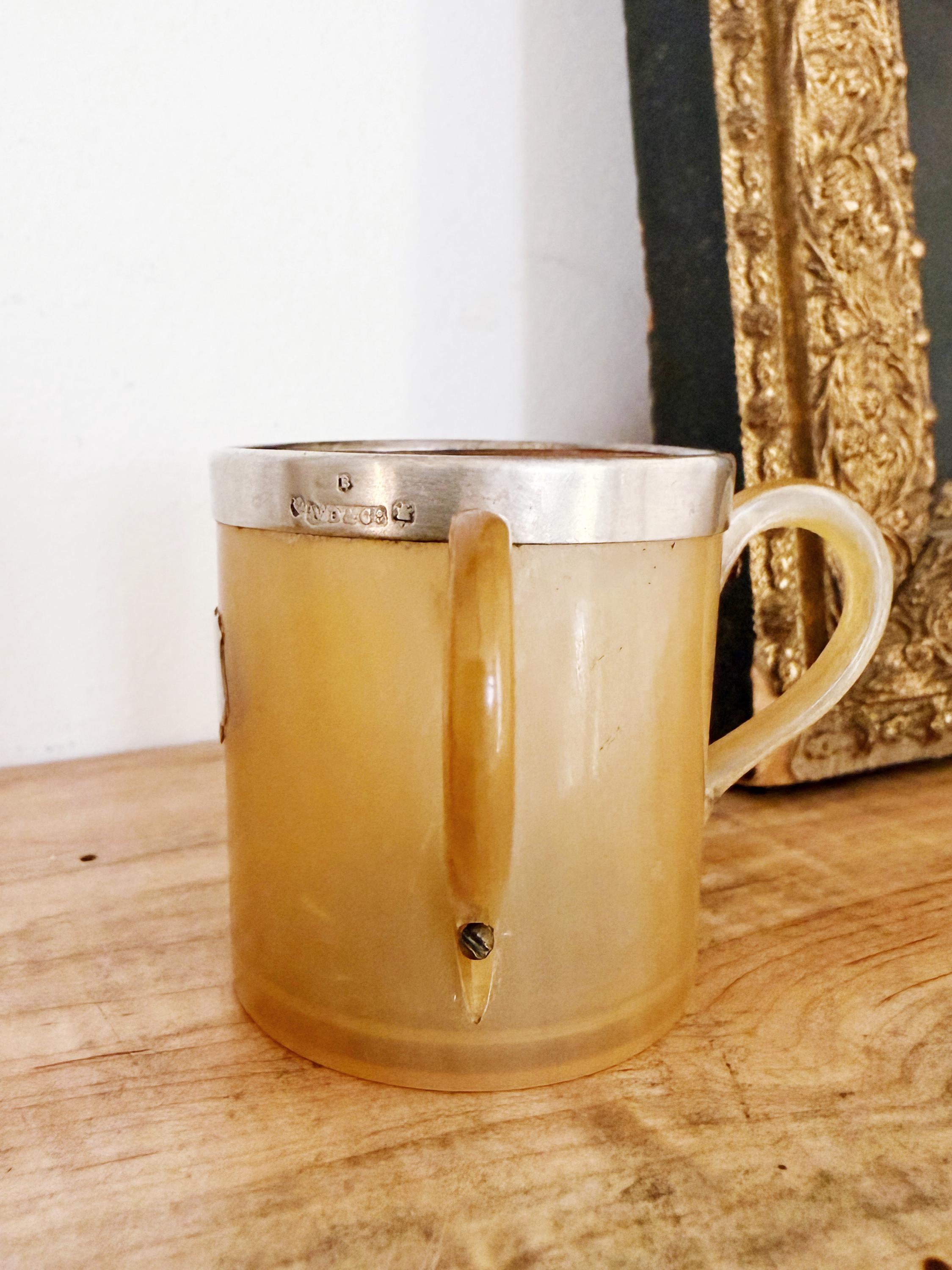 Antique English Sterling and Horn Cup