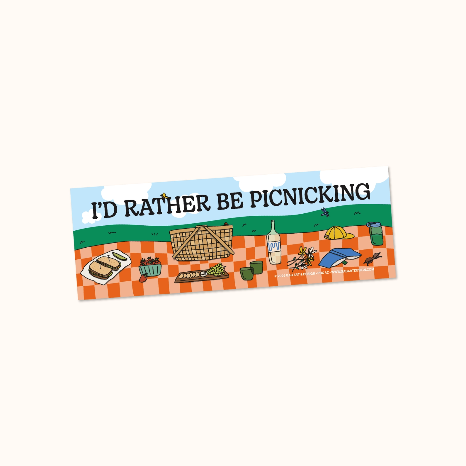 I'd Rather Be Picnicking Bumper Sticker