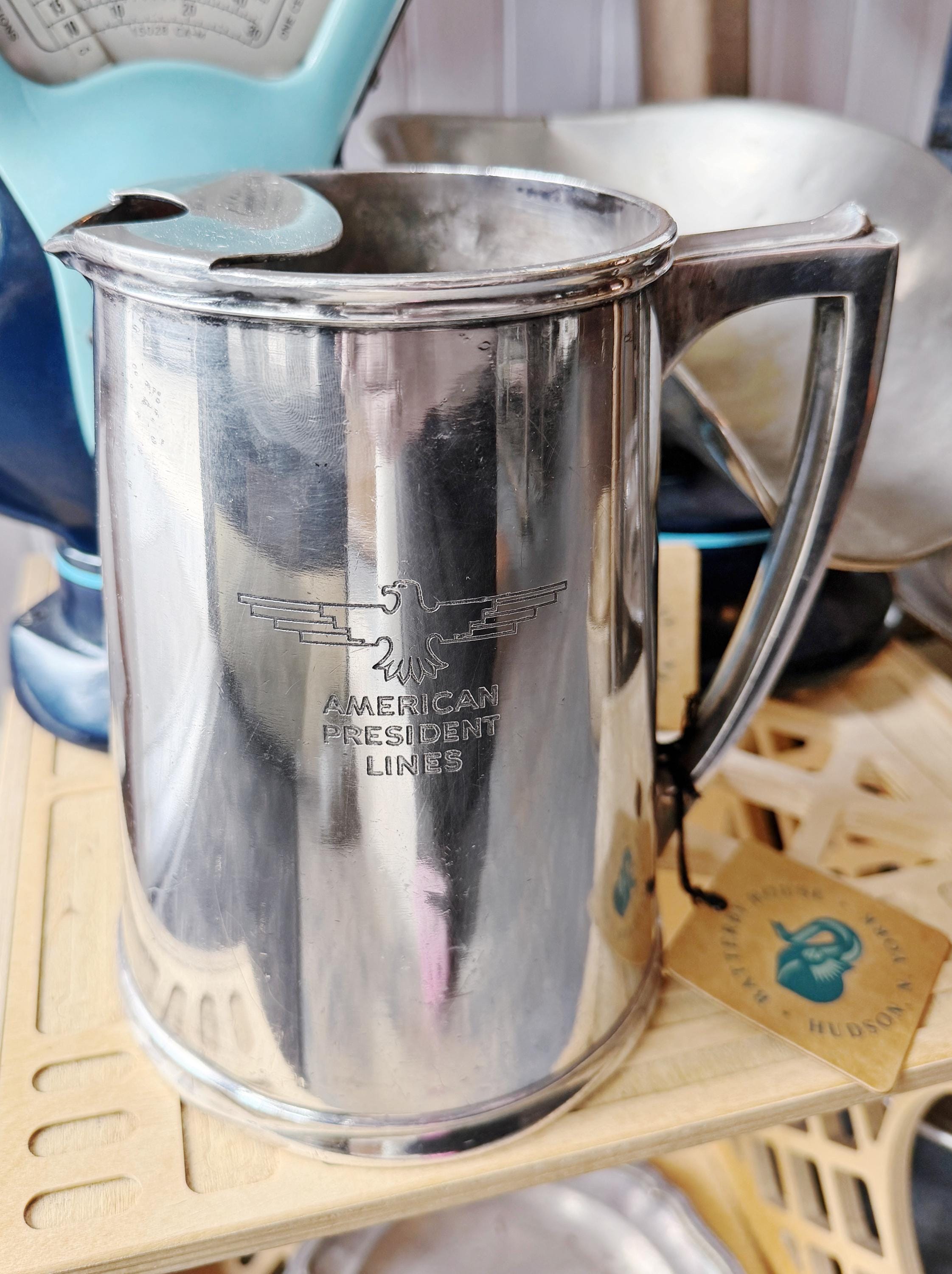 Vintage Silver Plated Water Pitcher from American President Lines Ocean Liner