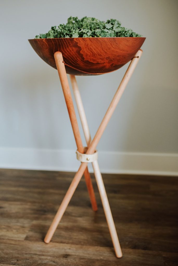 Maple Table Side Bowl Stand