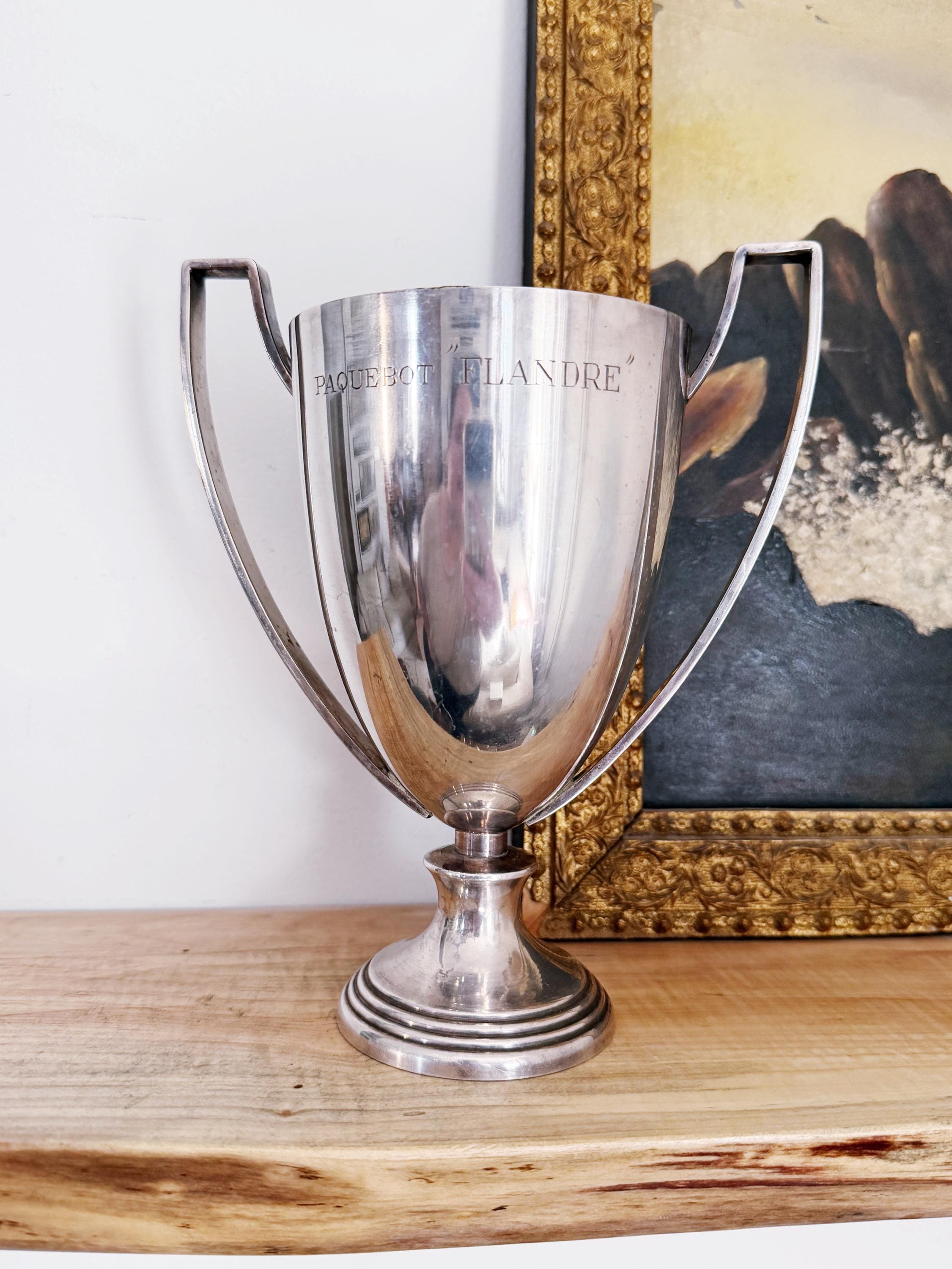 Vintage Silver Plated Trophy Cup from CGT Ocean Liner Flandre