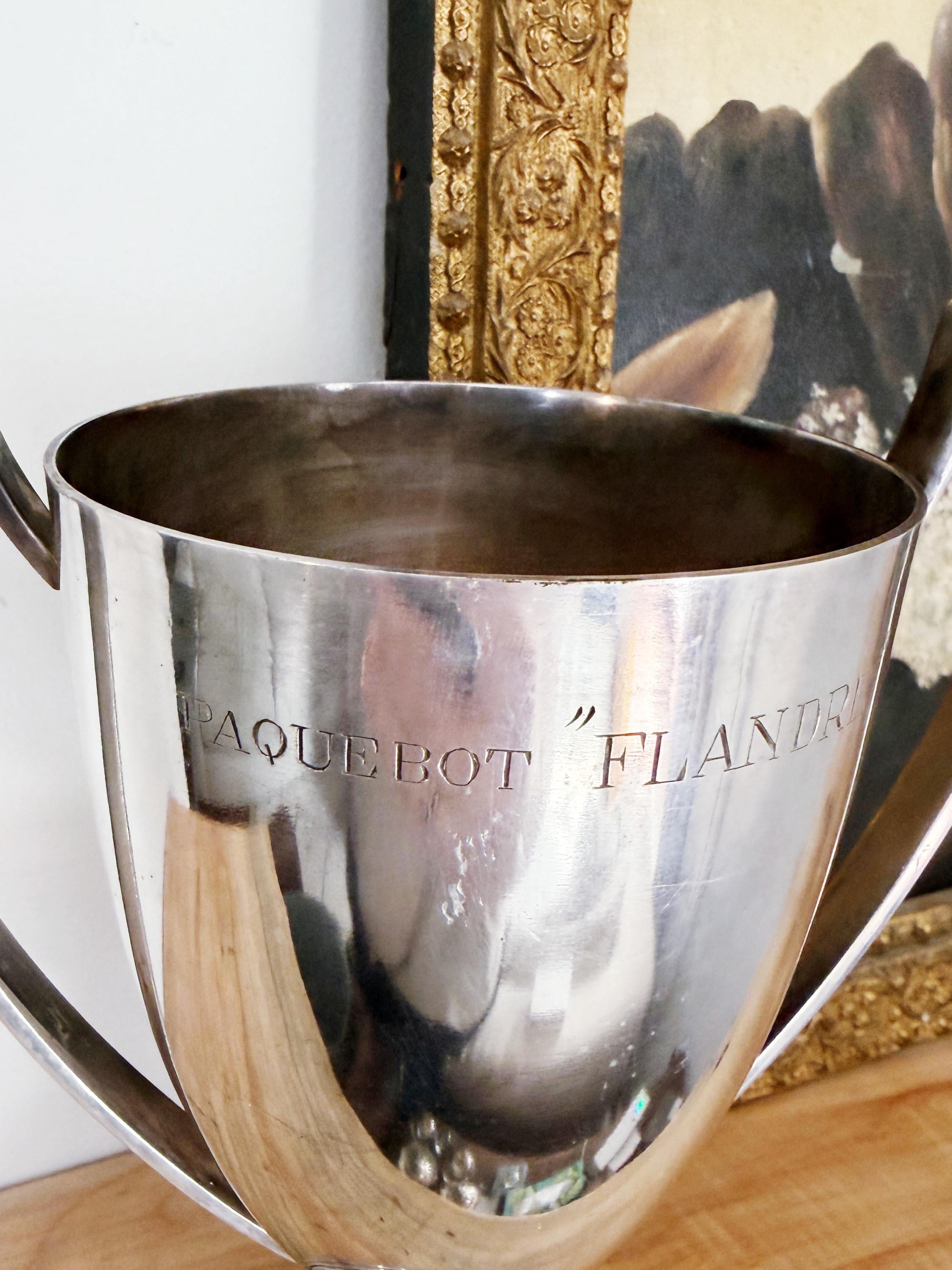 Vintage Silver Plated Trophy Cup from CGT Ocean Liner Flandre