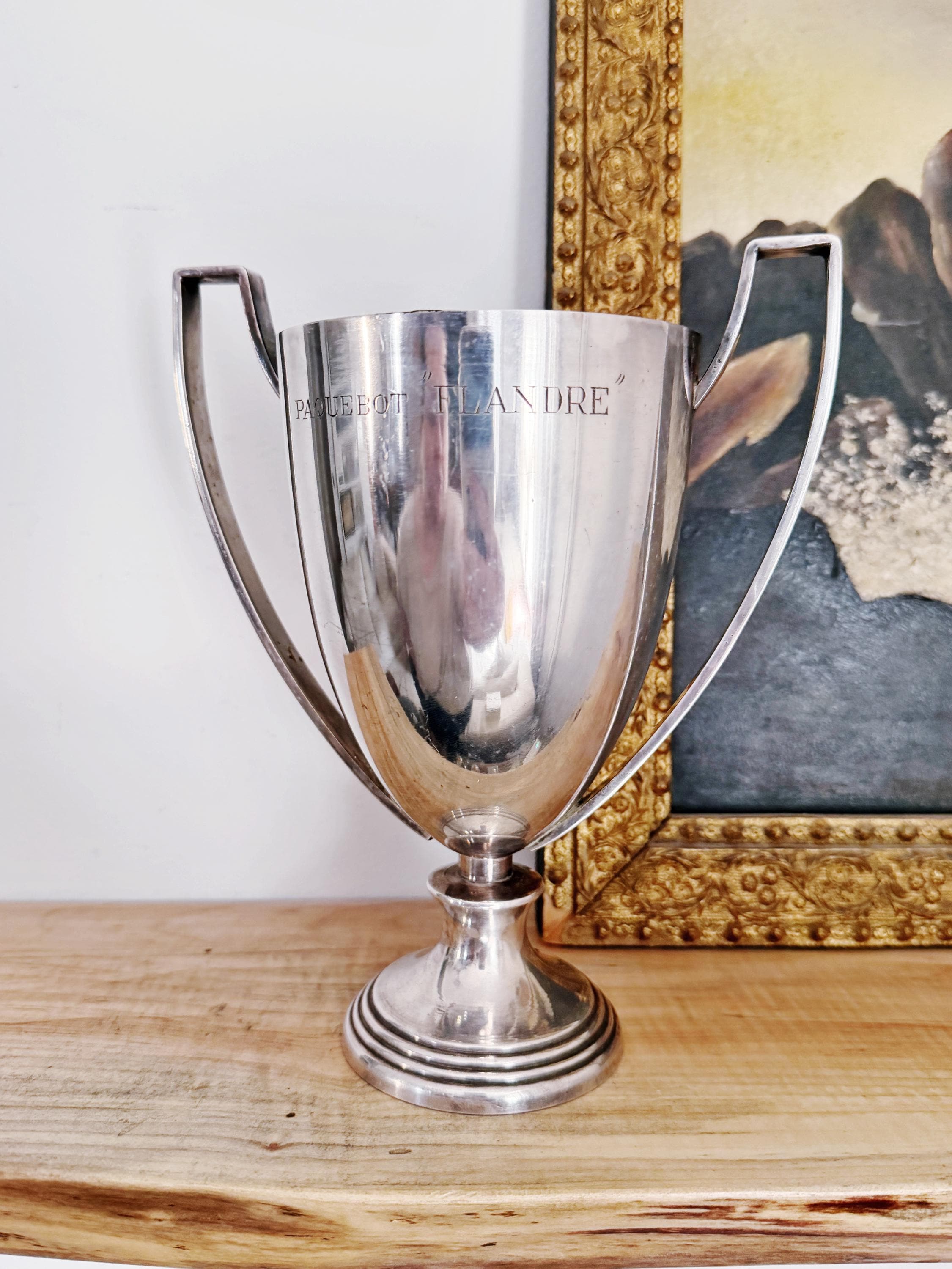 Vintage Silver Plated Trophy Cup from CGT Ocean Liner Flandre