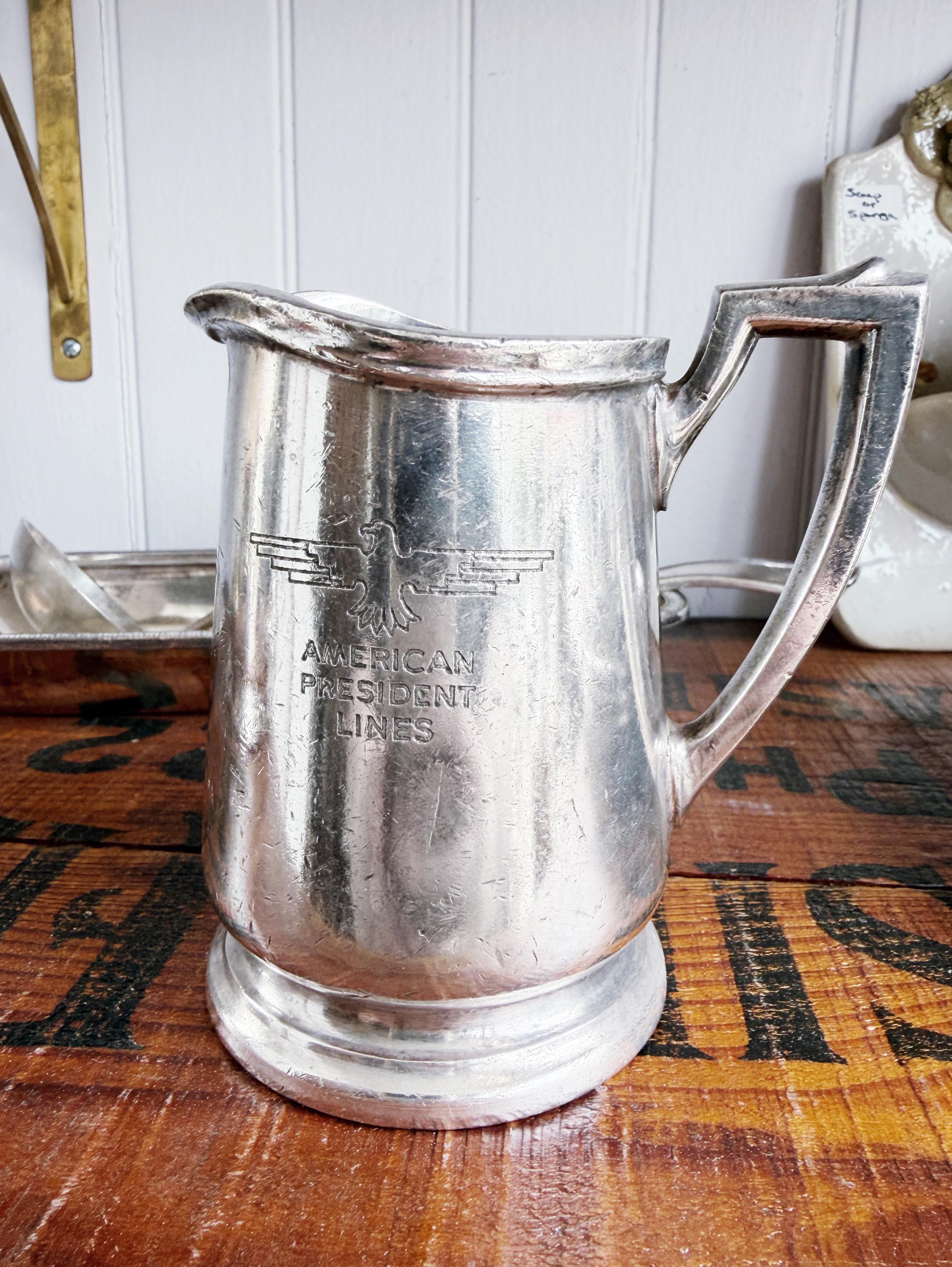 Vintage Silver Plated Creamer from American President Lines Ocean Liner