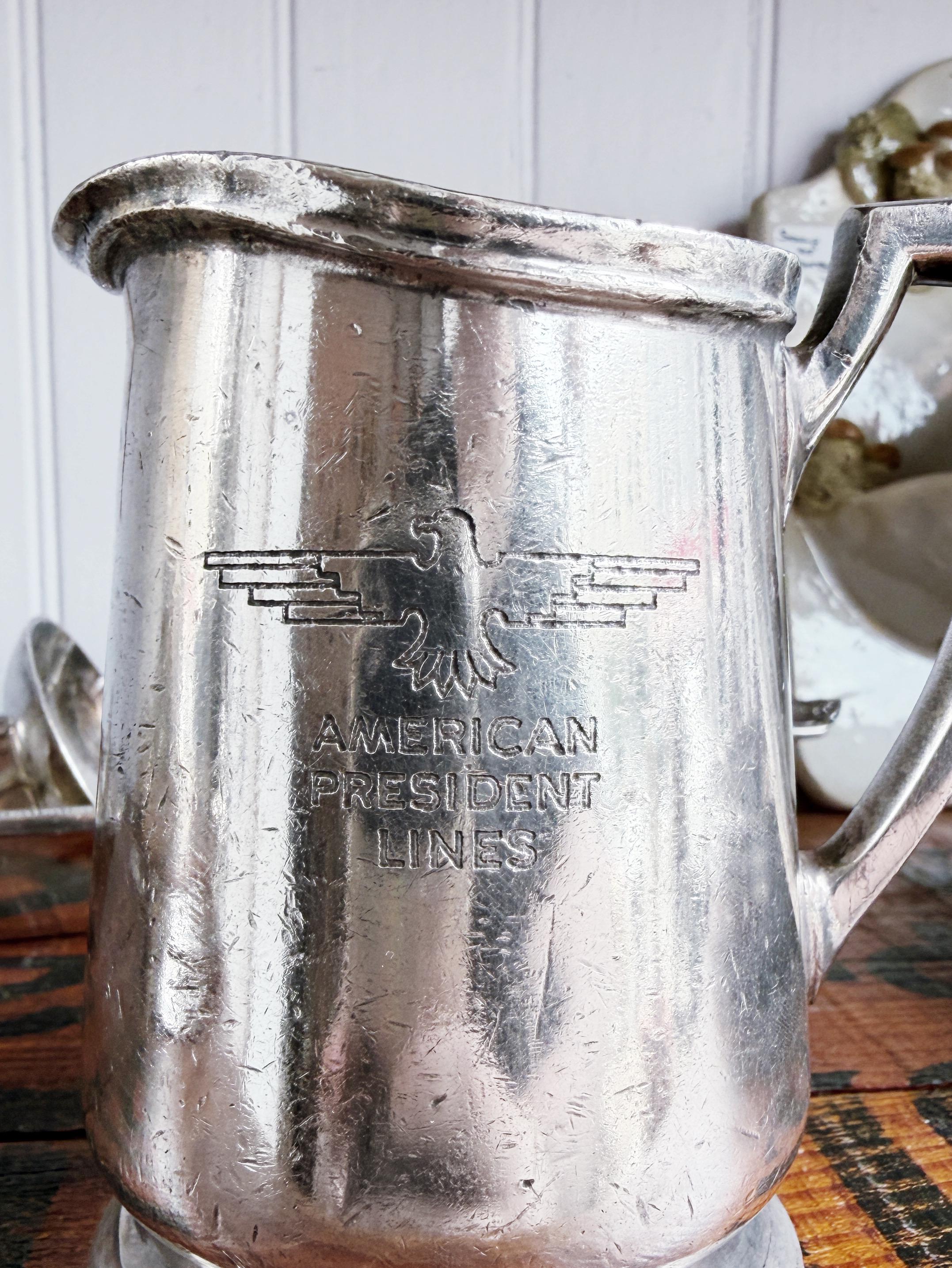 Vintage Silver Plated Creamer from American President Lines Ocean Liner