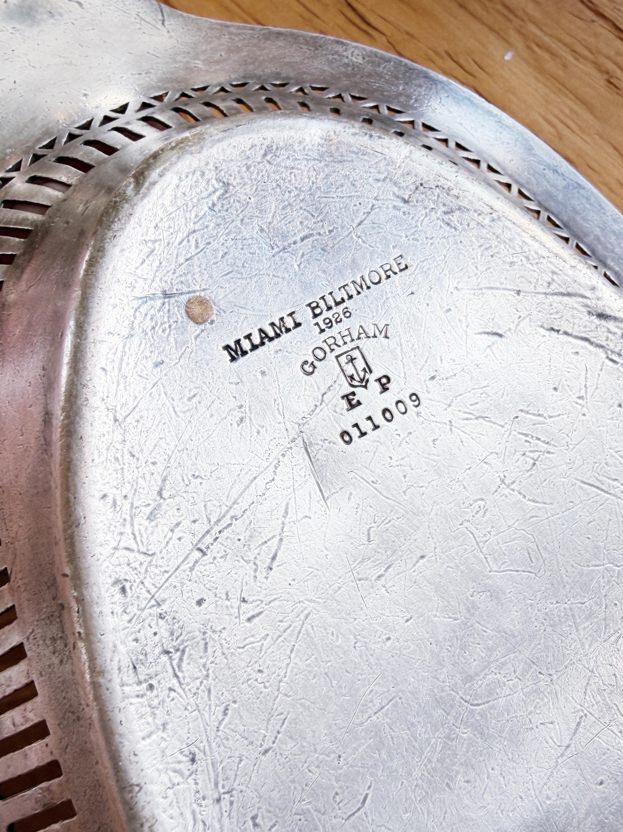 1926 Silver Plated Miami Biltmore Hotel Serving Dish