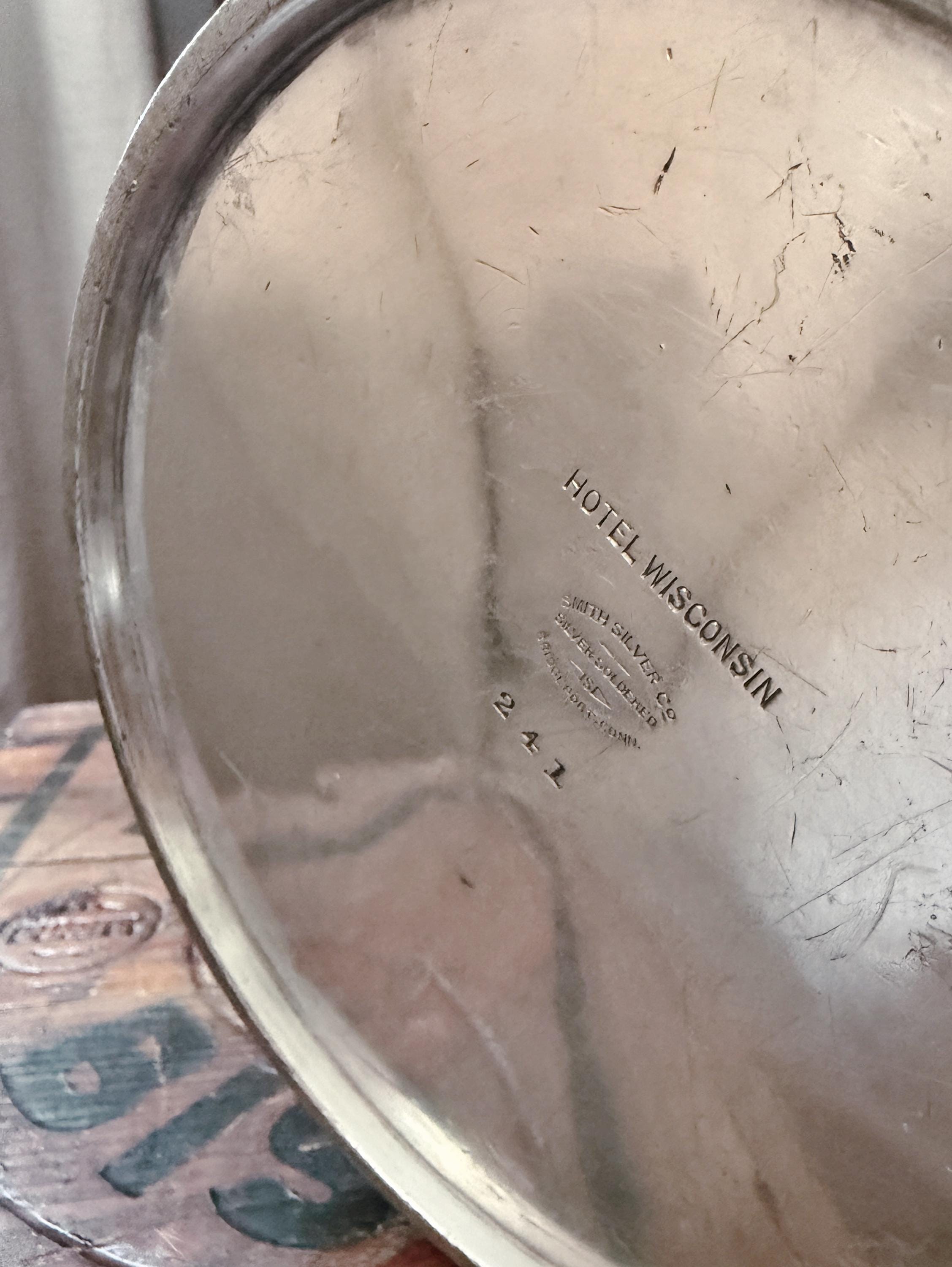 Antique Silver Plated Hotel Wisconsin Champagne Bucket