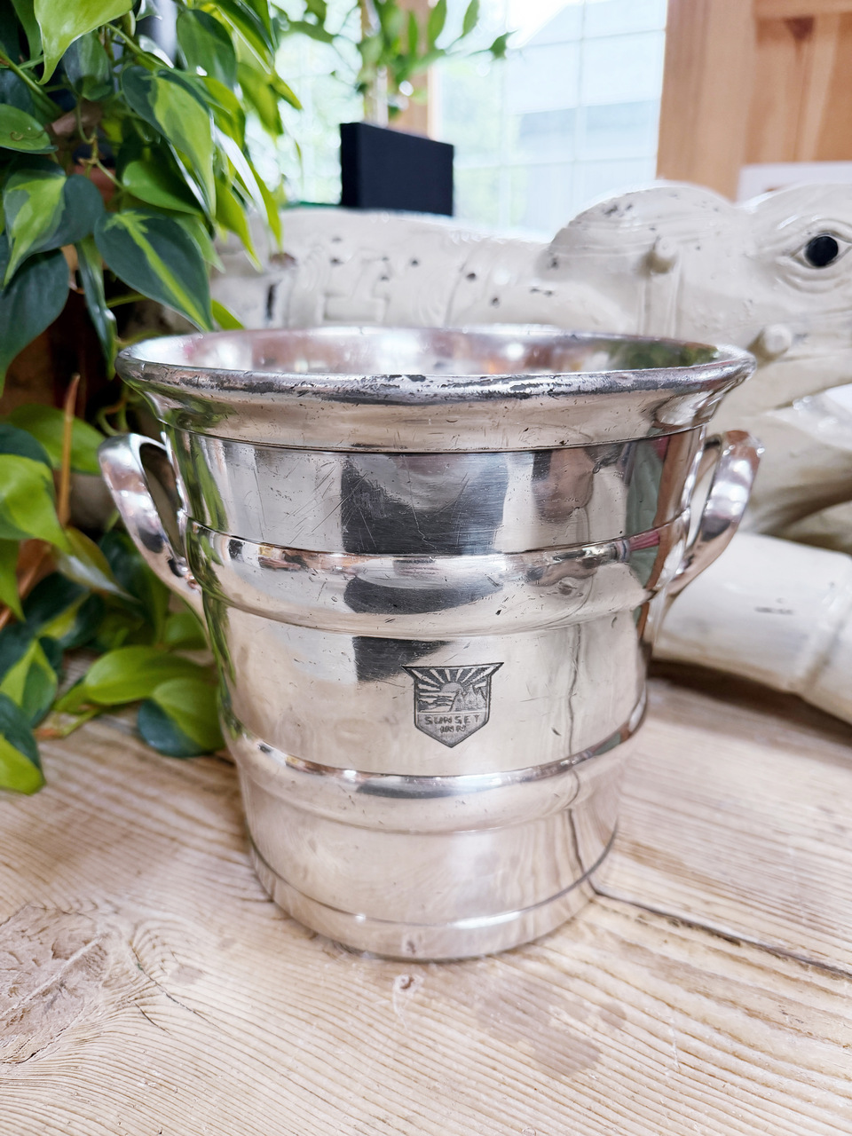 Antique Silver Plated Hotel Champagne Bucket from Sunset Inn St Louis