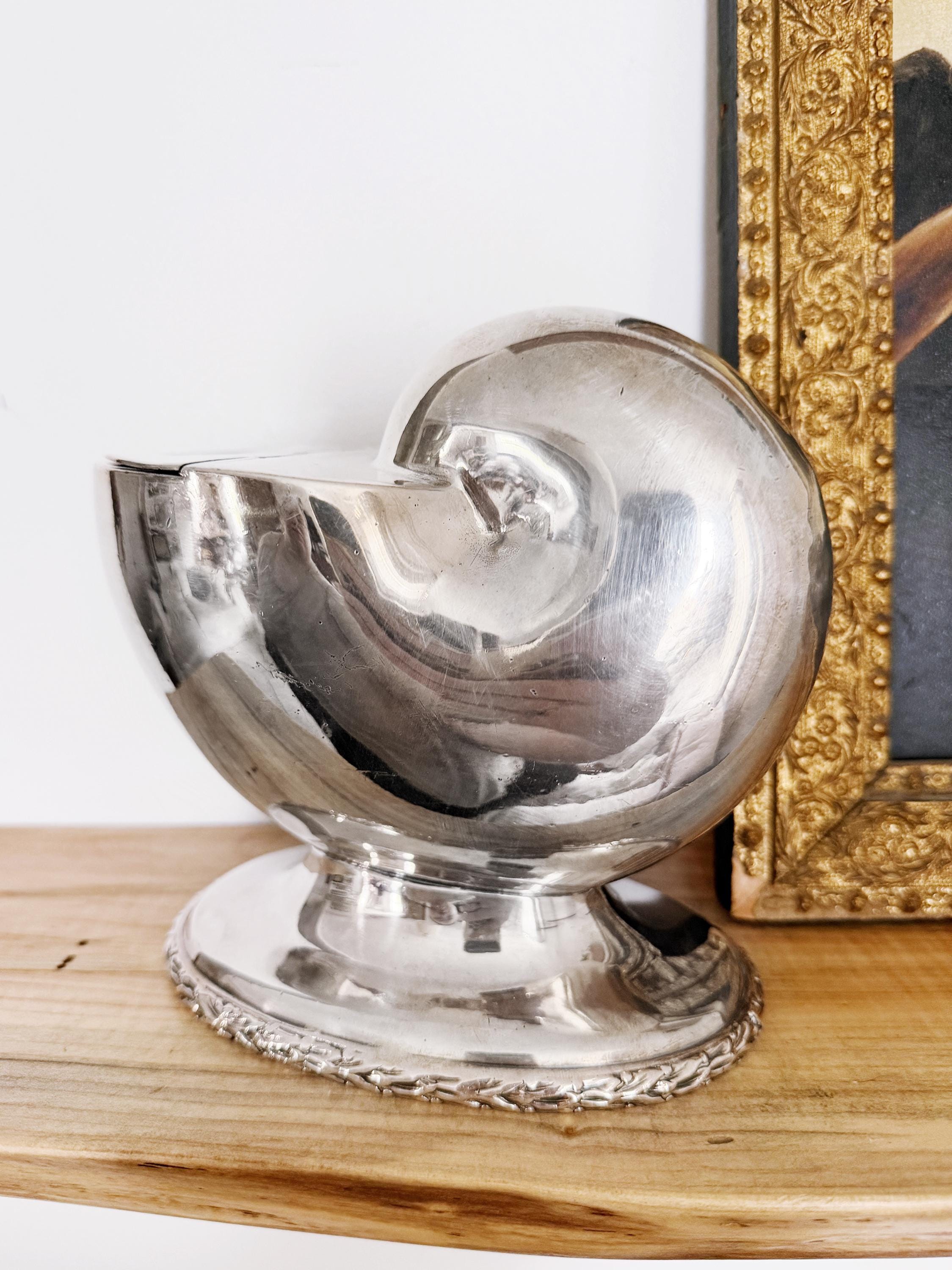 1880s English Silver Plated Nautilus Spoon Warmer